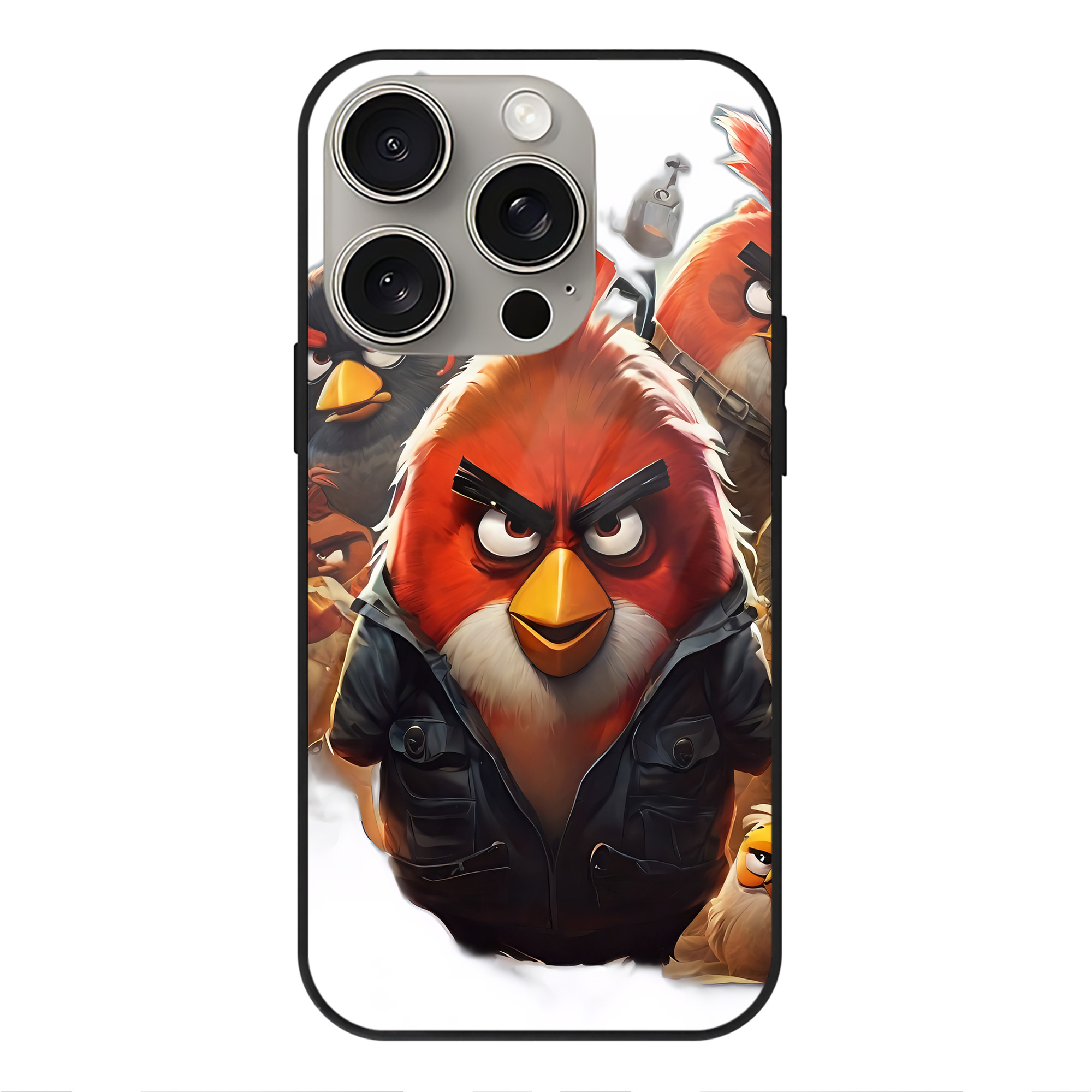 （画像用） Angry Birds アングリーバード 【iPhone15Pro対応】スマホケース 耐衝撃＆黄変防止 背面ガラス