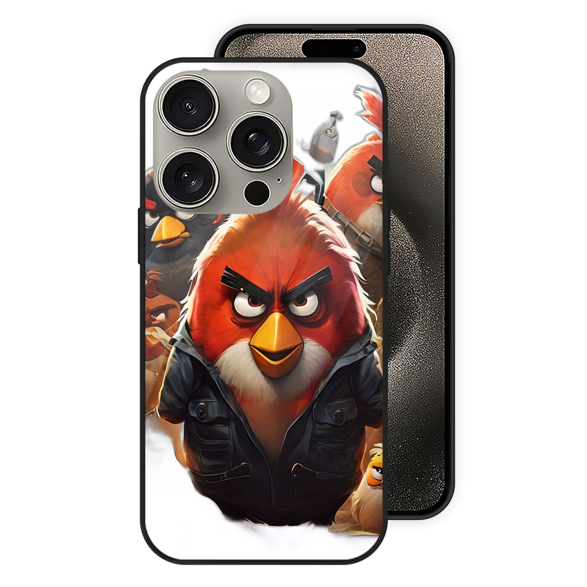 （画像用） Angry Birds アングリーバード 【iPhone15Pro対応】スマホケース 耐衝撃＆黄変防止 背面ガラス