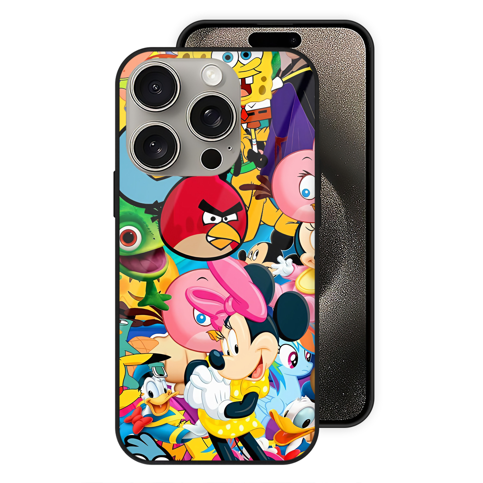 （画像用） Angry Birds アングリーバード 【iPhone15Pro対応】スマホケース 耐衝撃＆黄変防止 背面ガラス