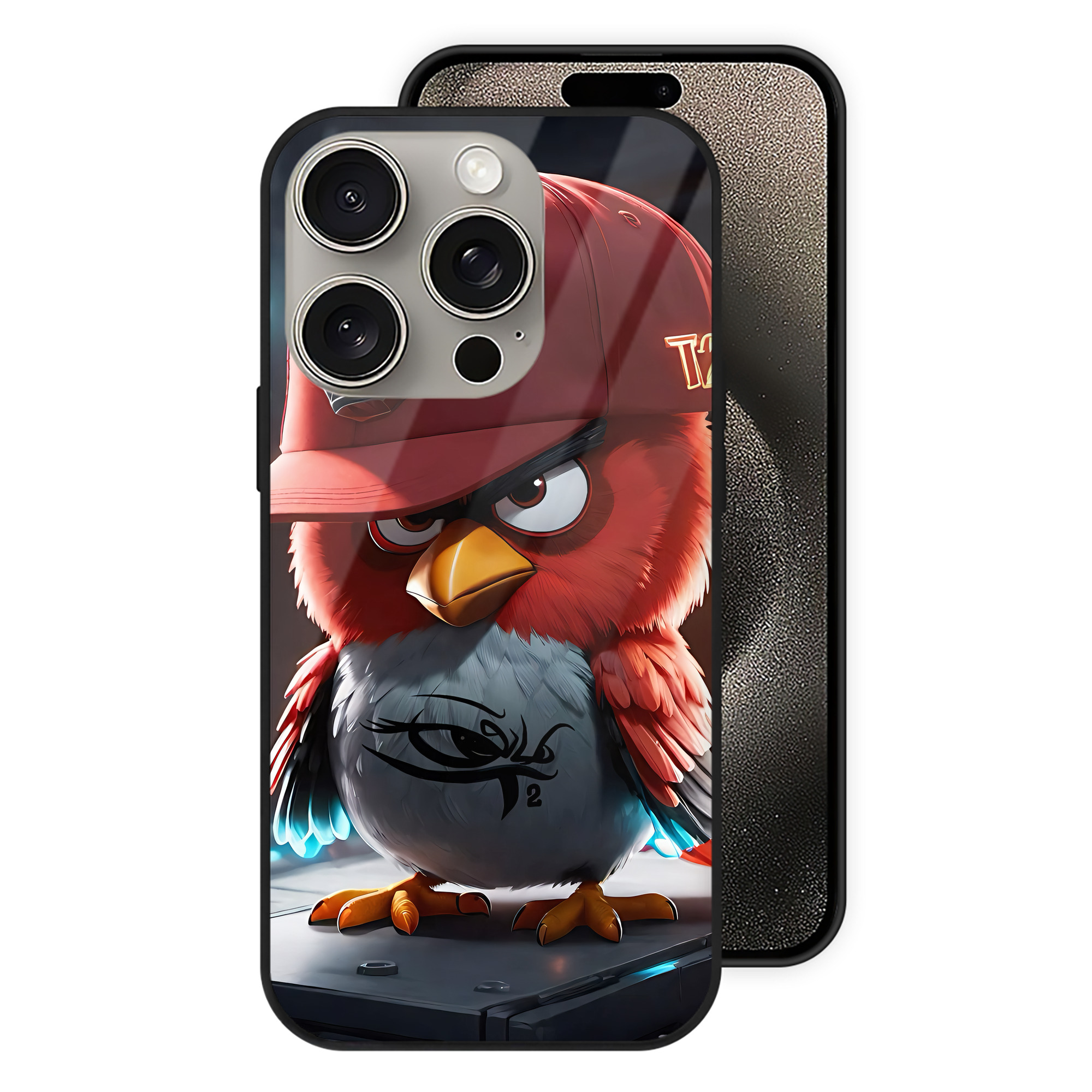 （画像用） Angry Birds アングリーバード 【iPhone15Pro対応】スマホケース 耐衝撃＆黄変防止 背面ガラス