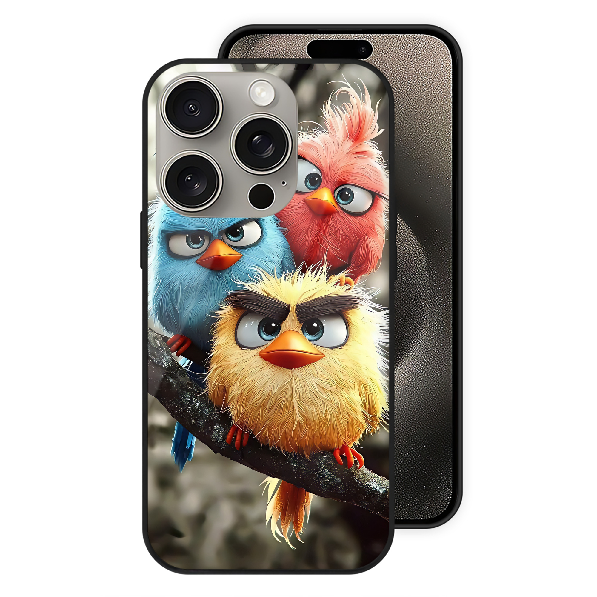 （画像用） Angry Birds アングリーバード 【iPhone15Pro対応】スマホケース 耐衝撃＆黄変防止 背面ガラス