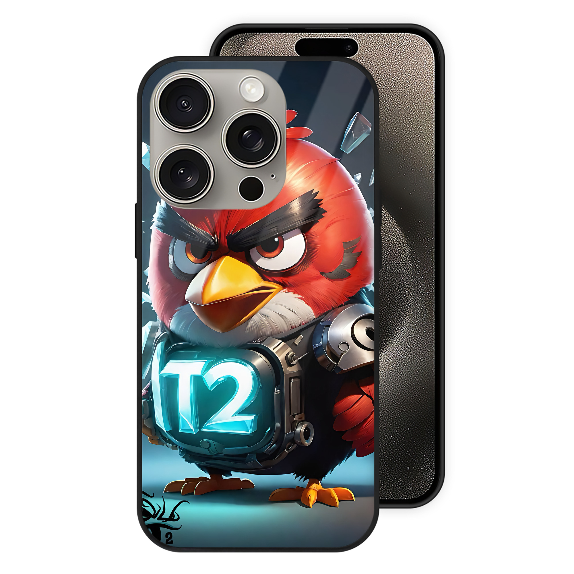（画像用） Angry Birds アングリーバード 【iPhone15Pro対応】スマホケース 耐衝撃＆黄変防止 背面ガラス