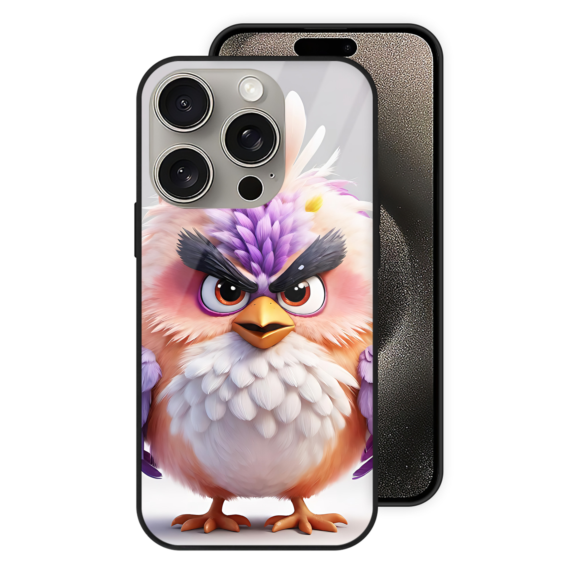 （画像用） Angry Birds アングリーバード 【iPhone15Pro対応】スマホケース 耐衝撃＆黄変防止 背面ガラス