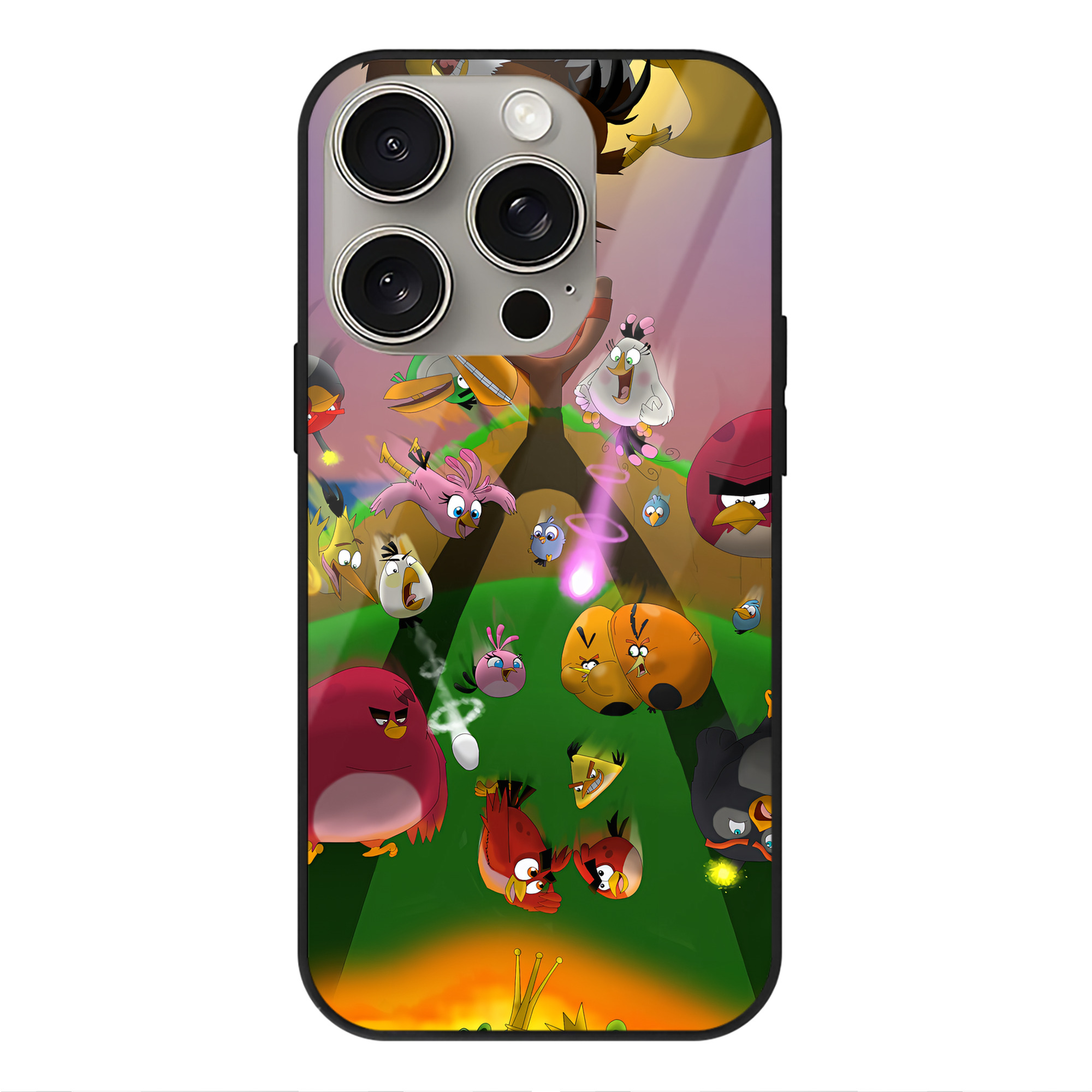 （画像用） Angry Birds アングリーバード 【iPhone15Pro対応】スマホケース 耐衝撃＆黄変防止 背面ガラス