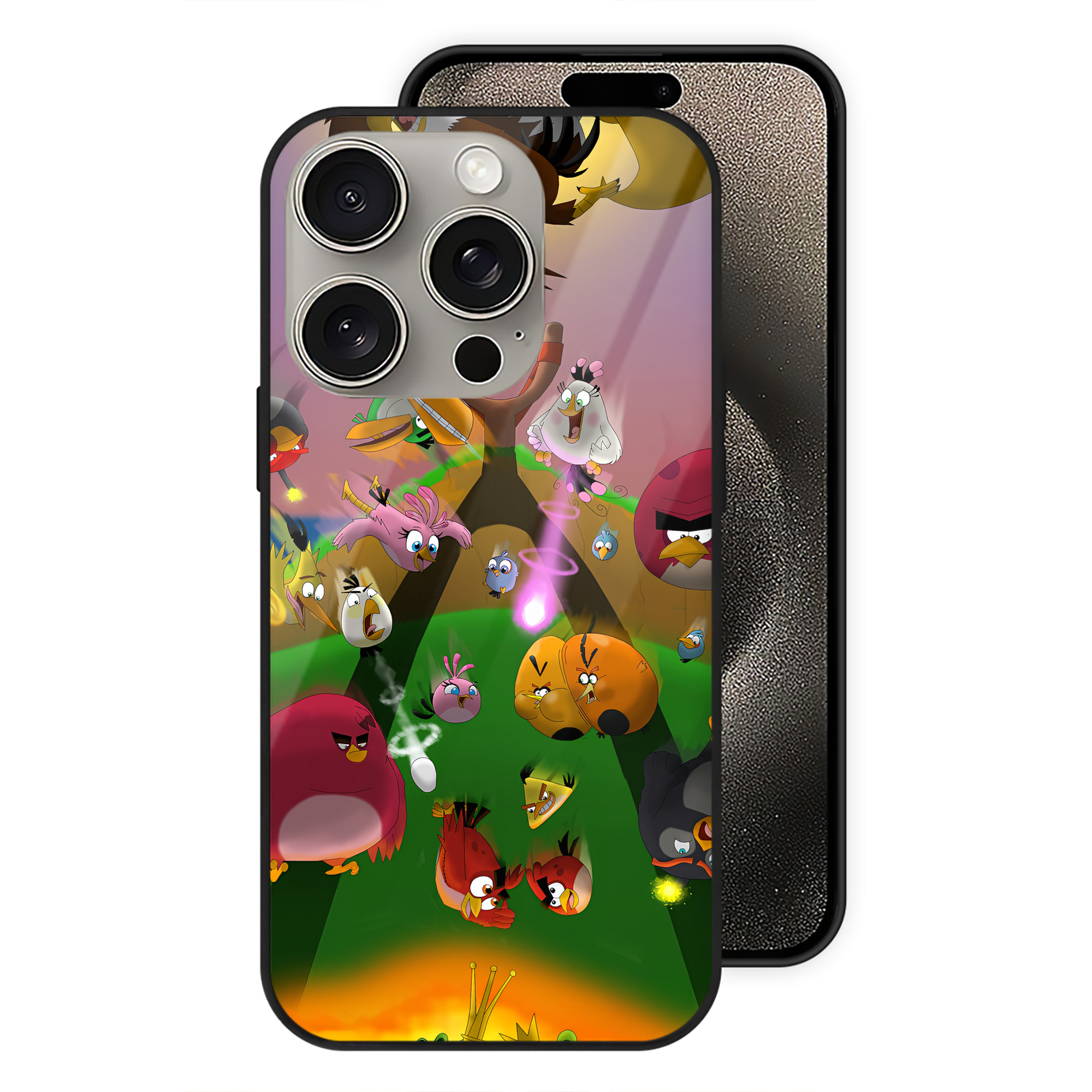 （画像用） Angry Birds アングリーバード 【iPhone15Pro対応】スマホケース 耐衝撃＆黄変防止 背面ガラス