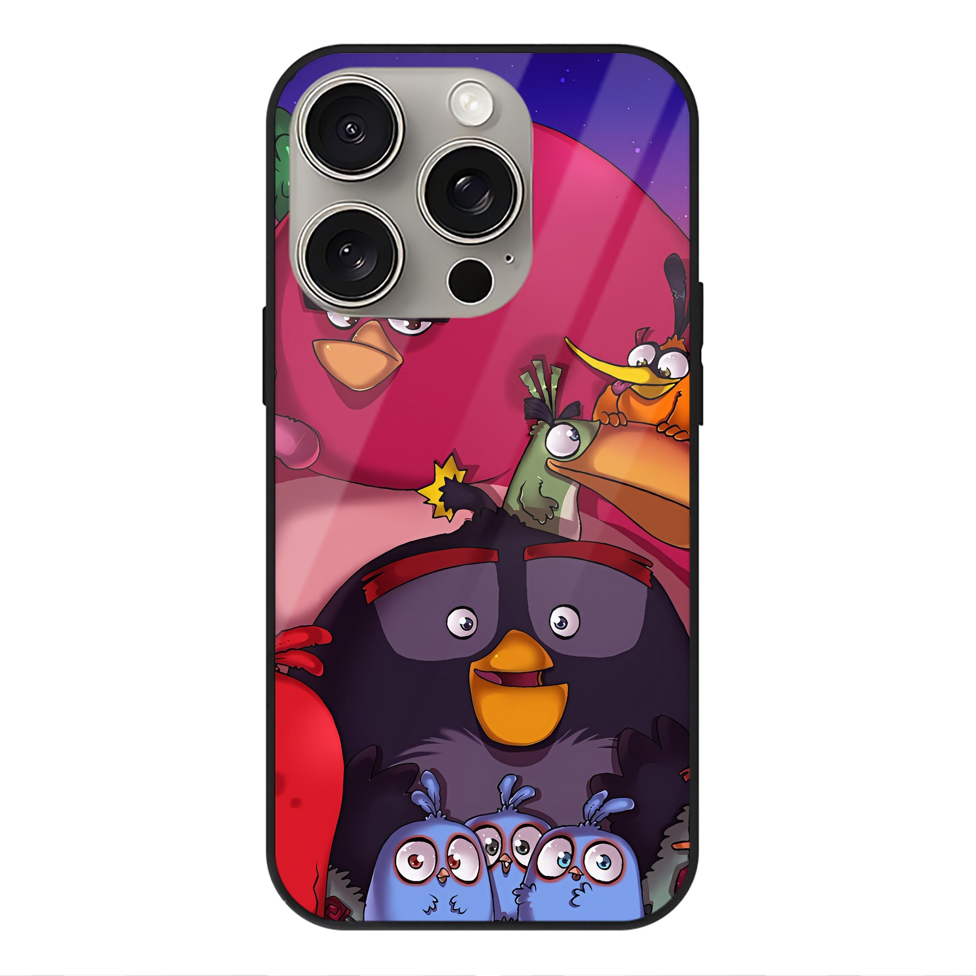 （画像用） Angry Birds アングリーバード 【iPhone15Pro対応】スマホケース 耐衝撃＆黄変防止 背面ガラス