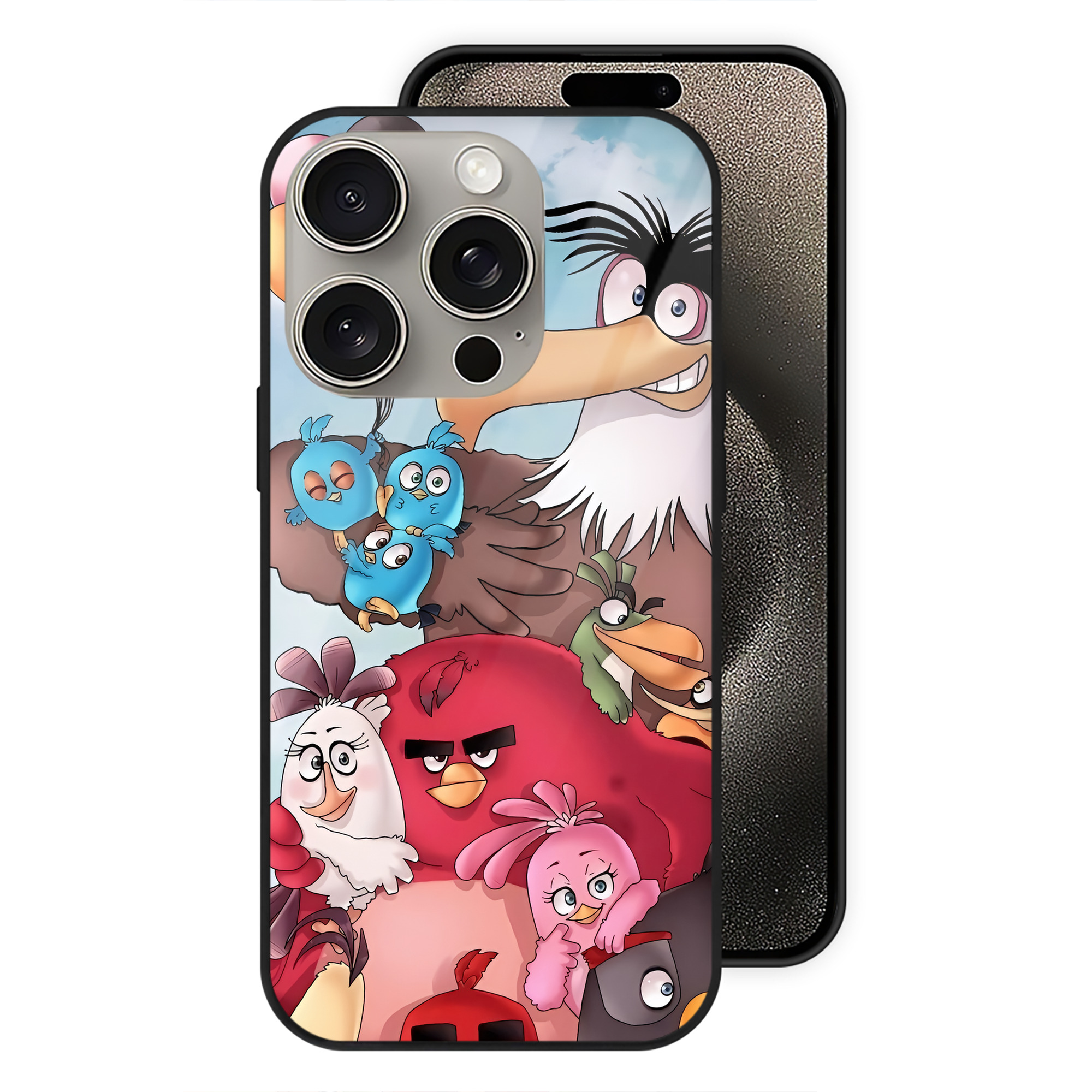 （画像用） Angry Birds アングリーバード 【iPhone15Pro対応】スマホケース 耐衝撃＆黄変防止 背面ガラス