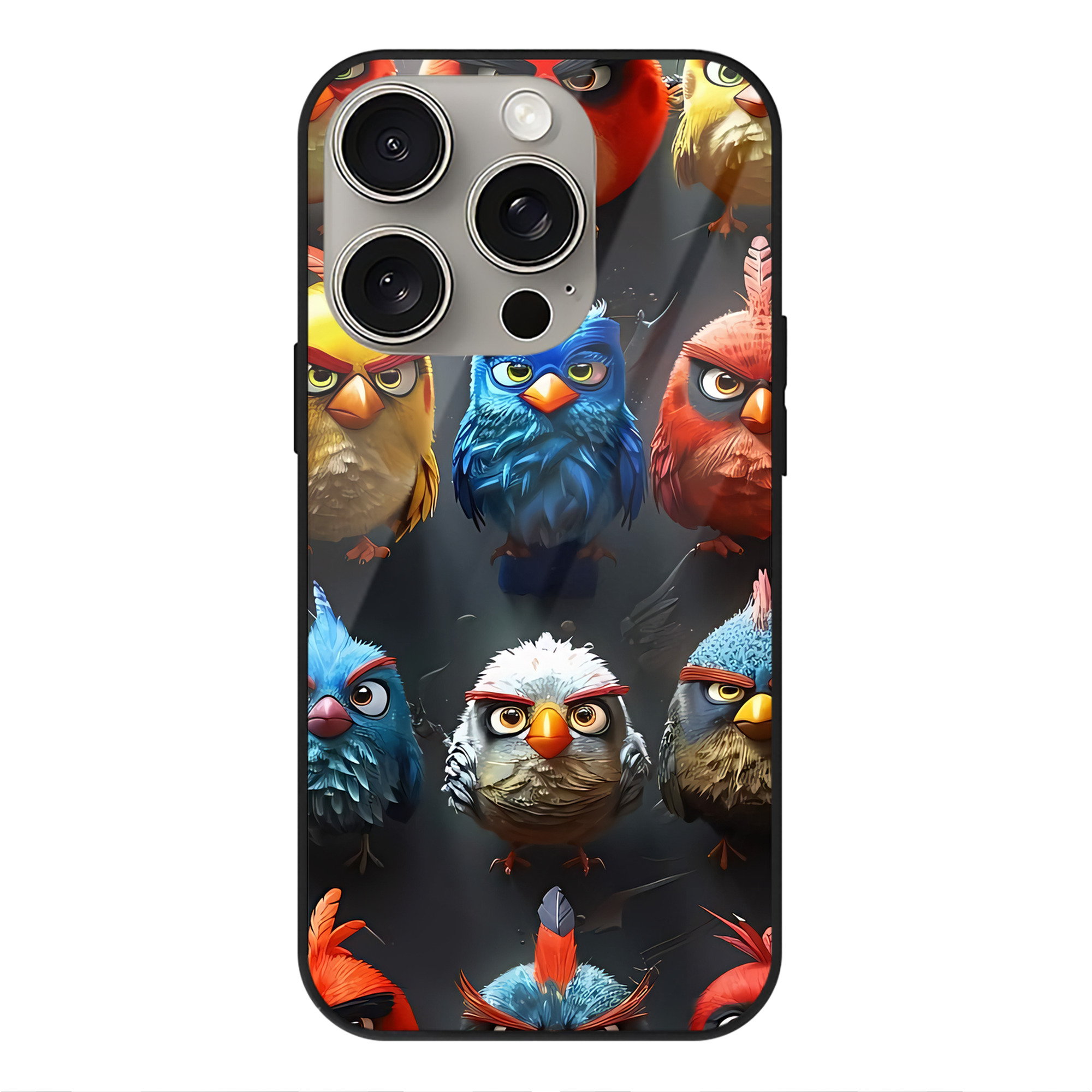 （画像用） Angry Birds アングリーバード 【iPhone15Pro対応】スマホケース 耐衝撃＆黄変防止 背面ガラス