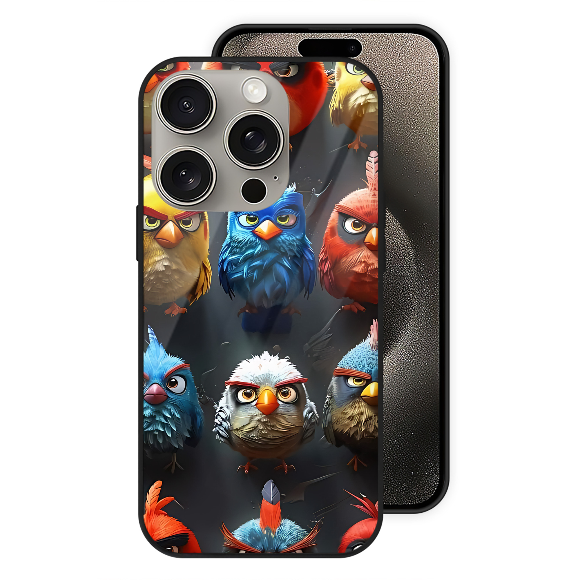 （画像用） Angry Birds アングリーバード 【iPhone15Pro対応】スマホケース 耐衝撃＆黄変防止 背面ガラス