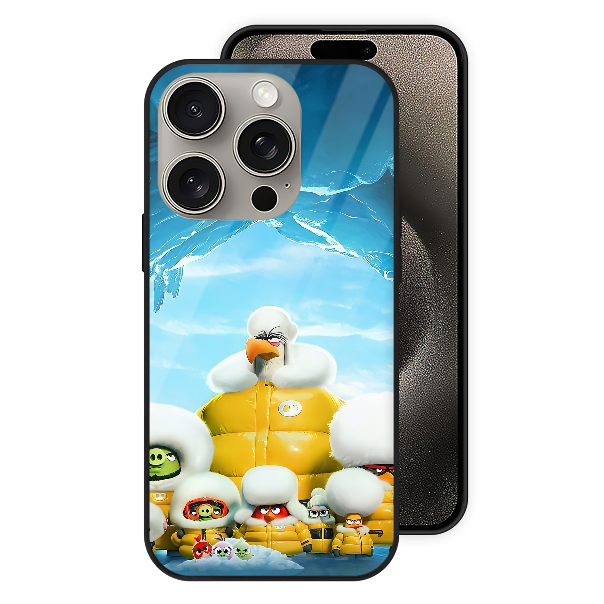 （画像用） Angry Birds アングリーバード 【iPhone15Pro対応】スマホケース 耐衝撃＆黄変防止 背面ガラス