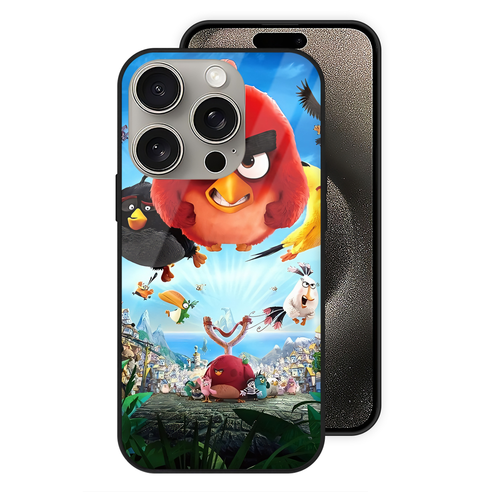 （画像用） Angry Birds アングリーバード 【iPhone15Pro対応】スマホケース 耐衝撃＆黄変防止 背面ガラス