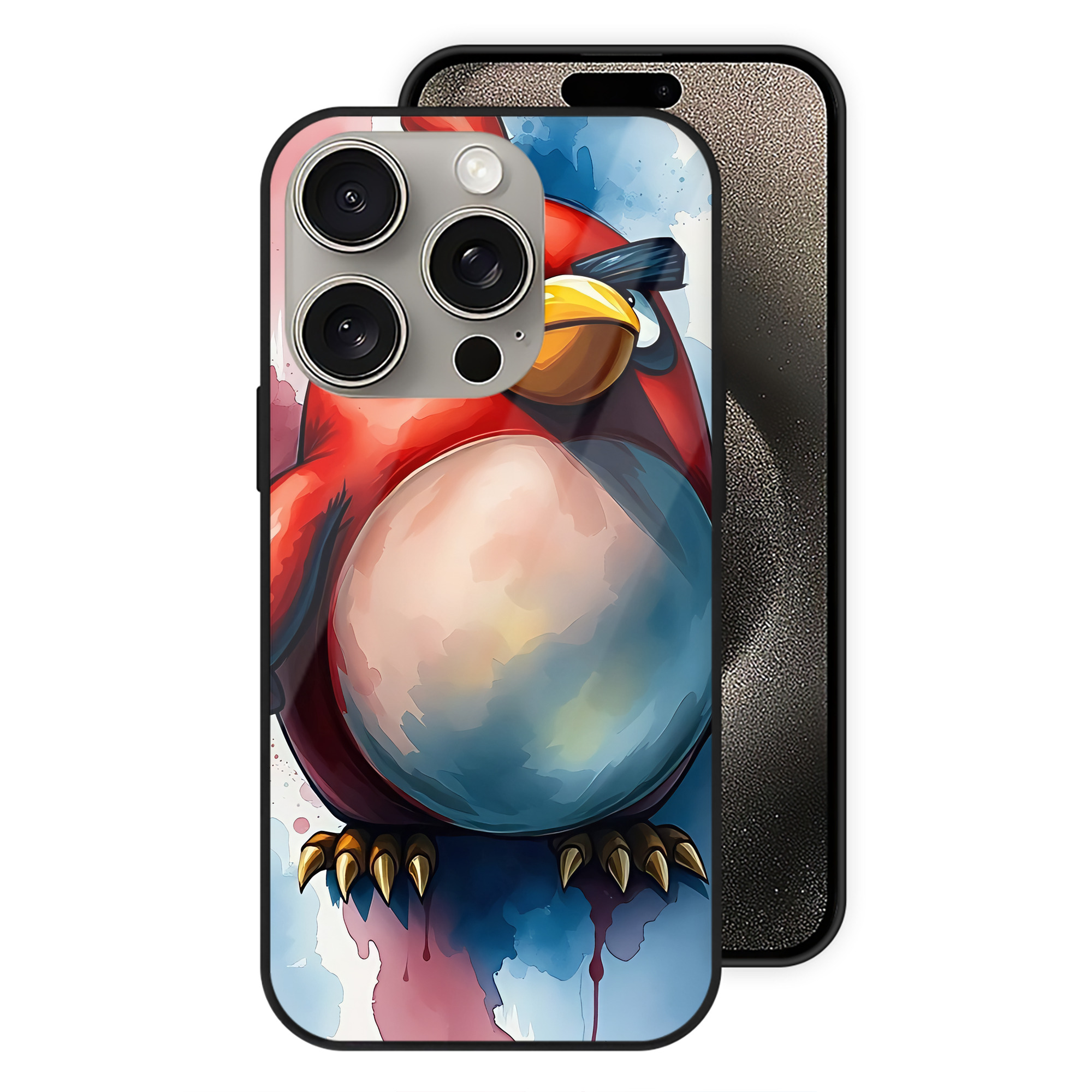 （画像用） Angry Birds アングリーバード 【iPhone15Pro対応】スマホケース 耐衝撃＆黄変防止 背面ガラス