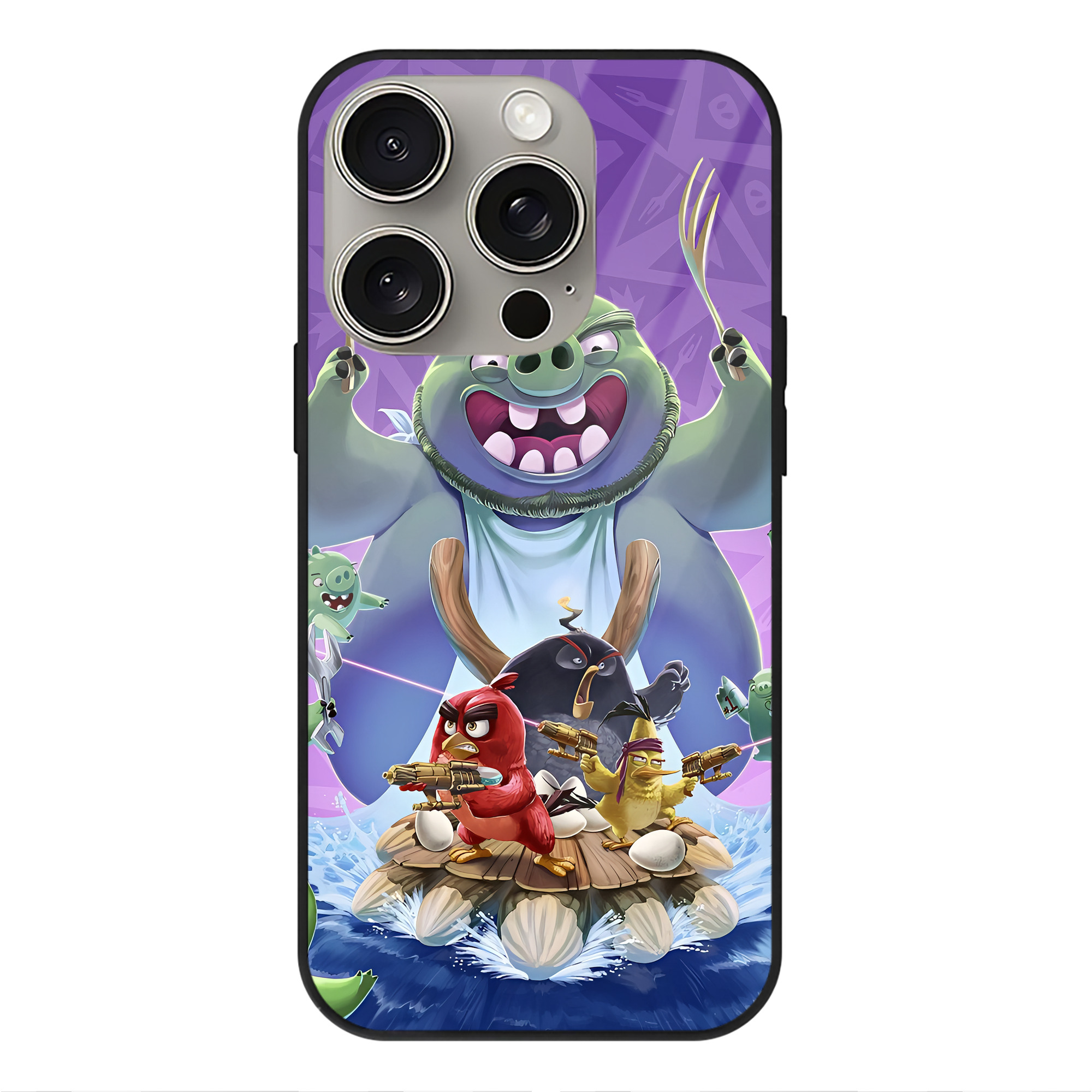 （画像用） Angry Birds アングリーバード 【iPhone15Pro対応】スマホケース 耐衝撃＆黄変防止 背面ガラス