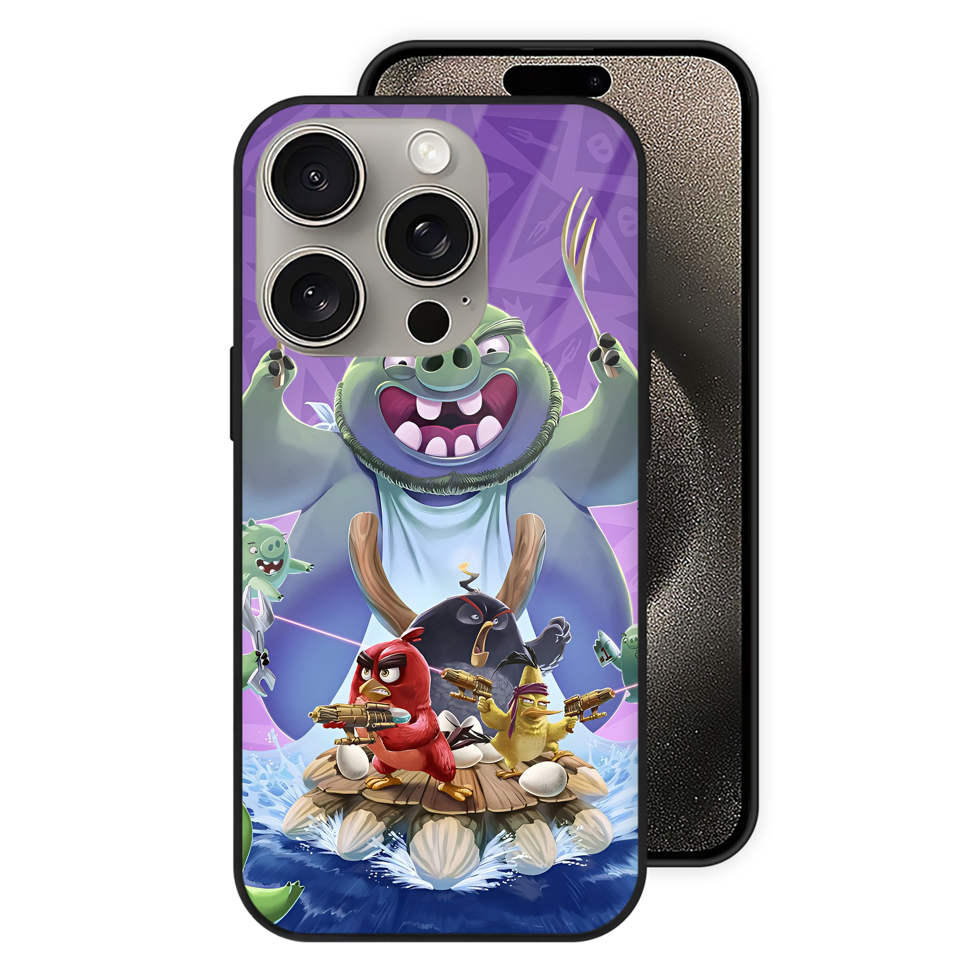 （画像用） Angry Birds アングリーバード 【iPhone15Pro対応】スマホケース 耐衝撃＆黄変防止 背面ガラス