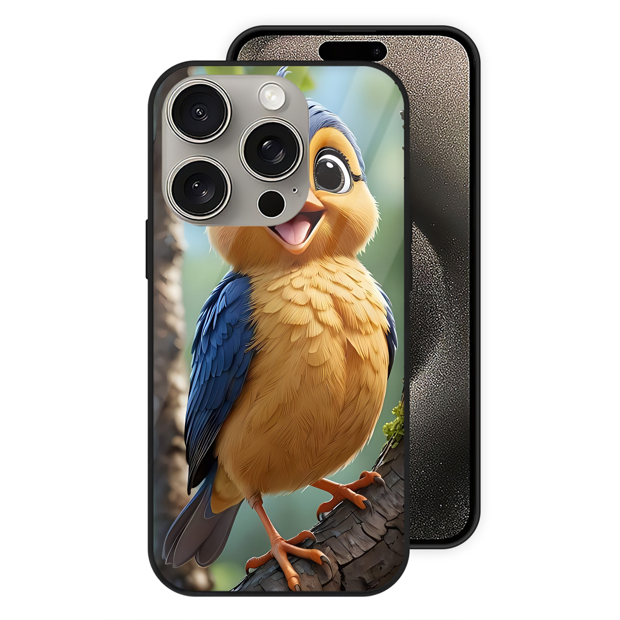 （画像用） Angry Birds アングリーバード 【iPhone15Pro対応】スマホケース 耐衝撃＆黄変防止 背面ガラス