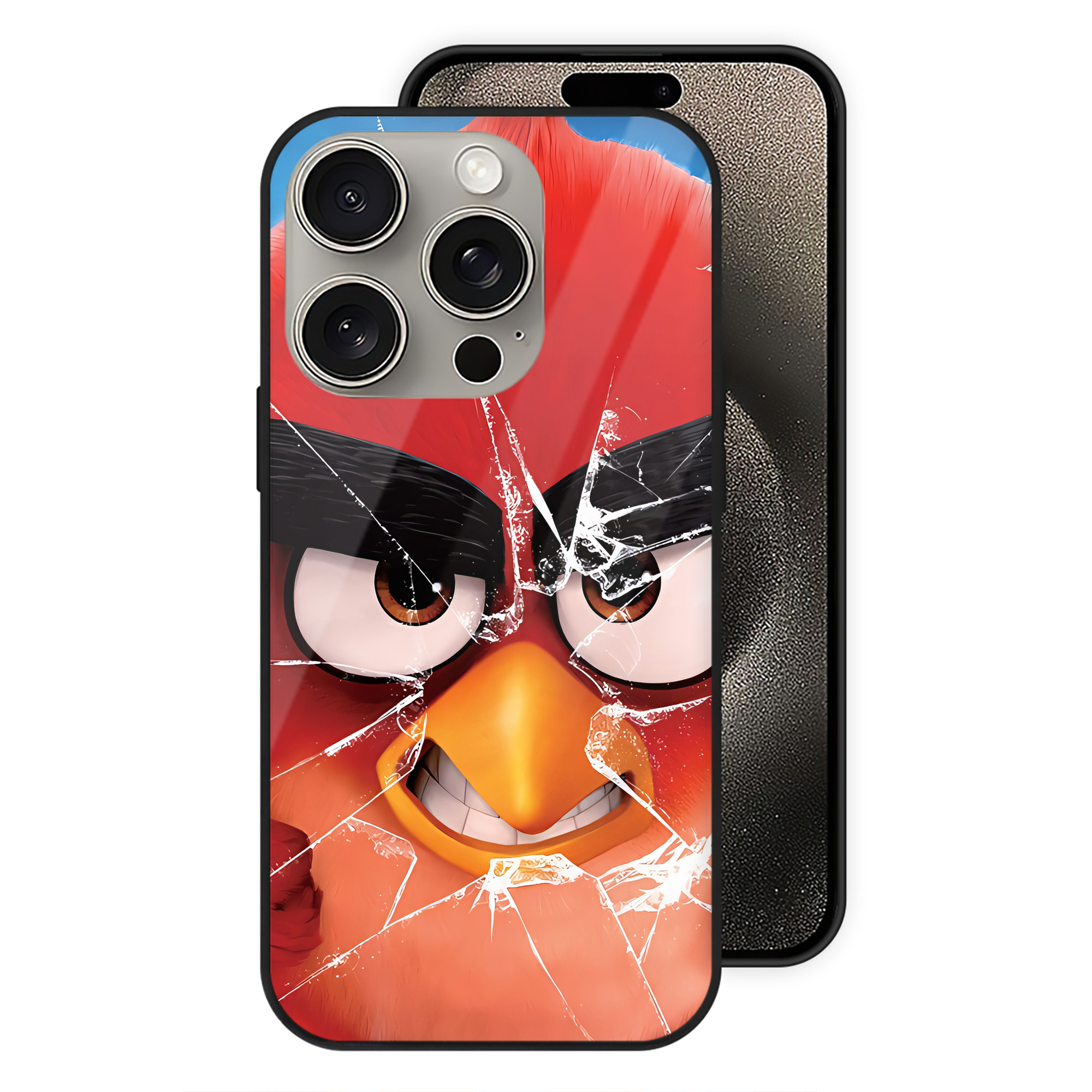 （画像用） Angry Birds アングリーバード 【iPhone15Pro対応】スマホケース 耐衝撃＆黄変防止 背面ガラス