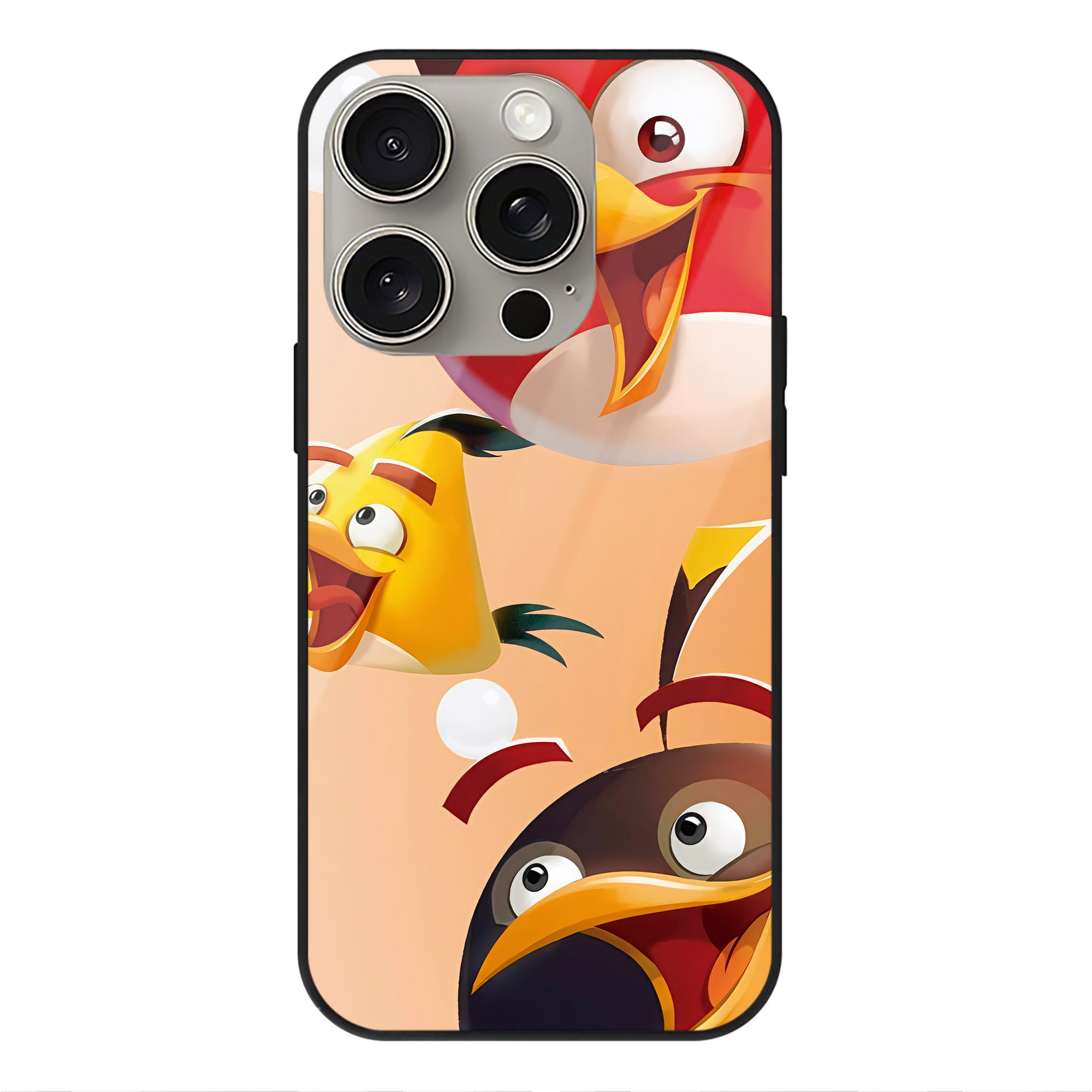 （画像用） Angry Birds アングリーバード 【iPhone15Pro対応】スマホケース 耐衝撃＆黄変防止 背面ガラス