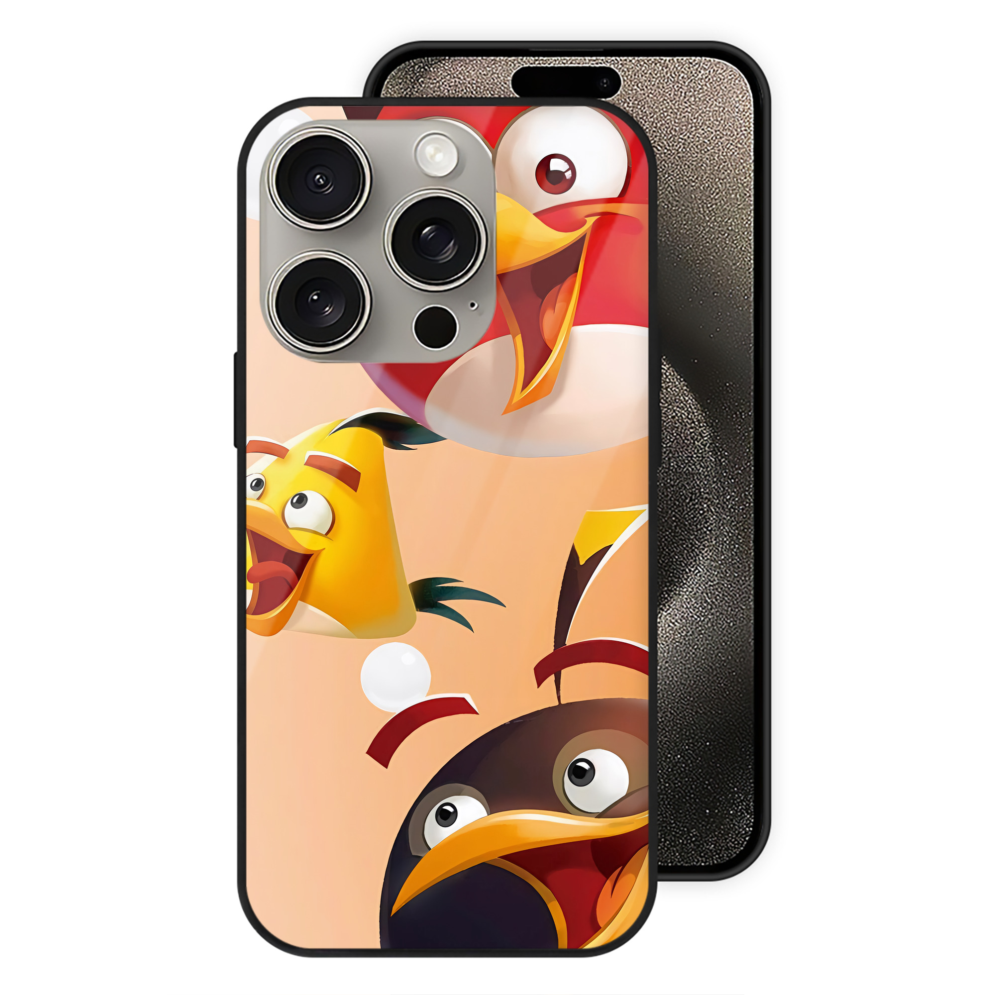 （画像用） Angry Birds アングリーバード 【iPhone15Pro対応】スマホケース 耐衝撃＆黄変防止 背面ガラス