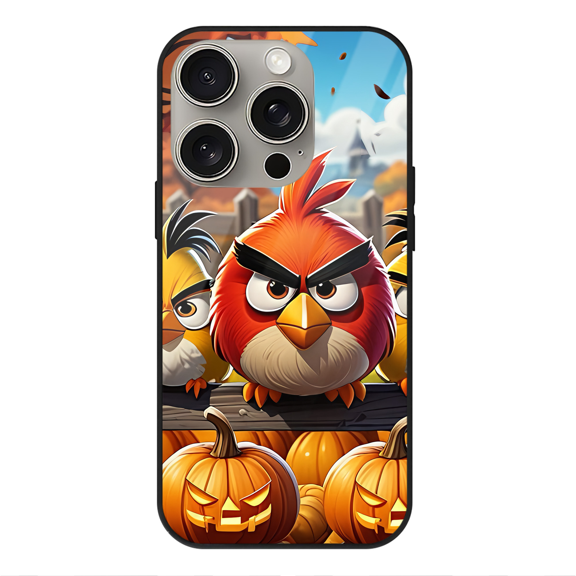 （画像用） Angry Birds アングリーバード 【iPhone15Pro対応】スマホケース 耐衝撃＆黄変防止 背面ガラス