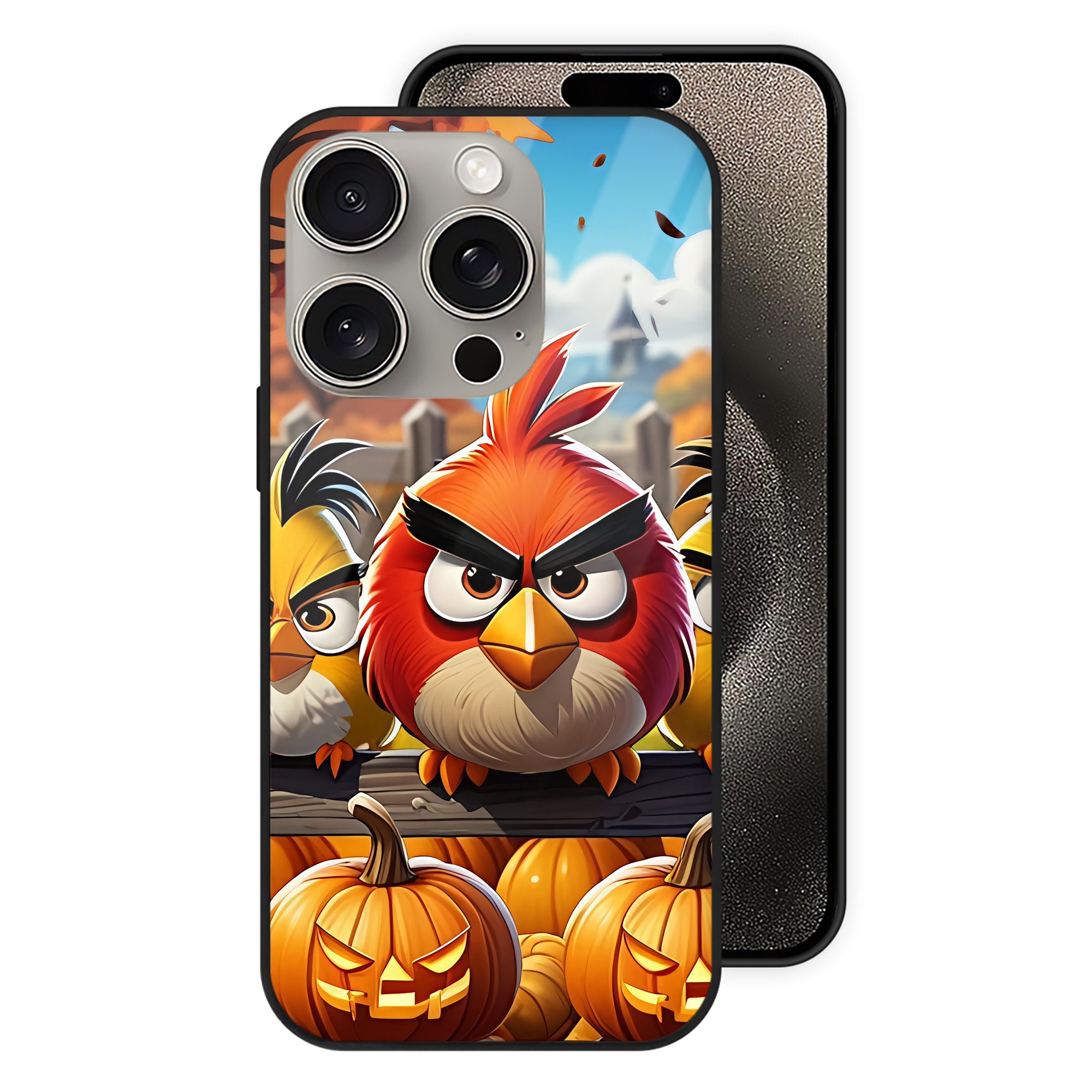 （画像用） Angry Birds アングリーバード 【iPhone15Pro対応】スマホケース 耐衝撃＆黄変防止 背面ガラス