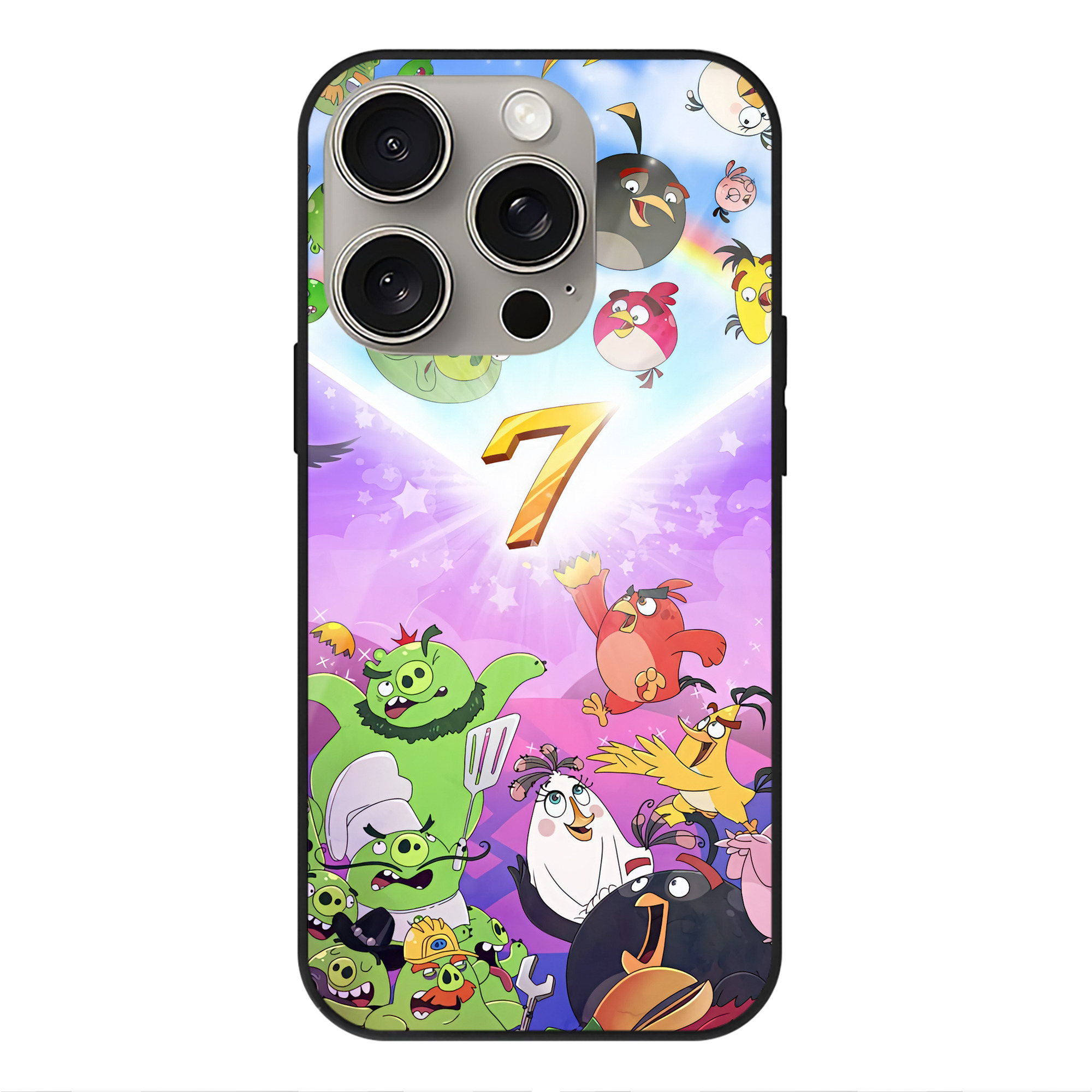 （画像用） Angry Birds アングリーバード 【iPhone15Pro対応】スマホケース 耐衝撃＆黄変防止 背面ガラス