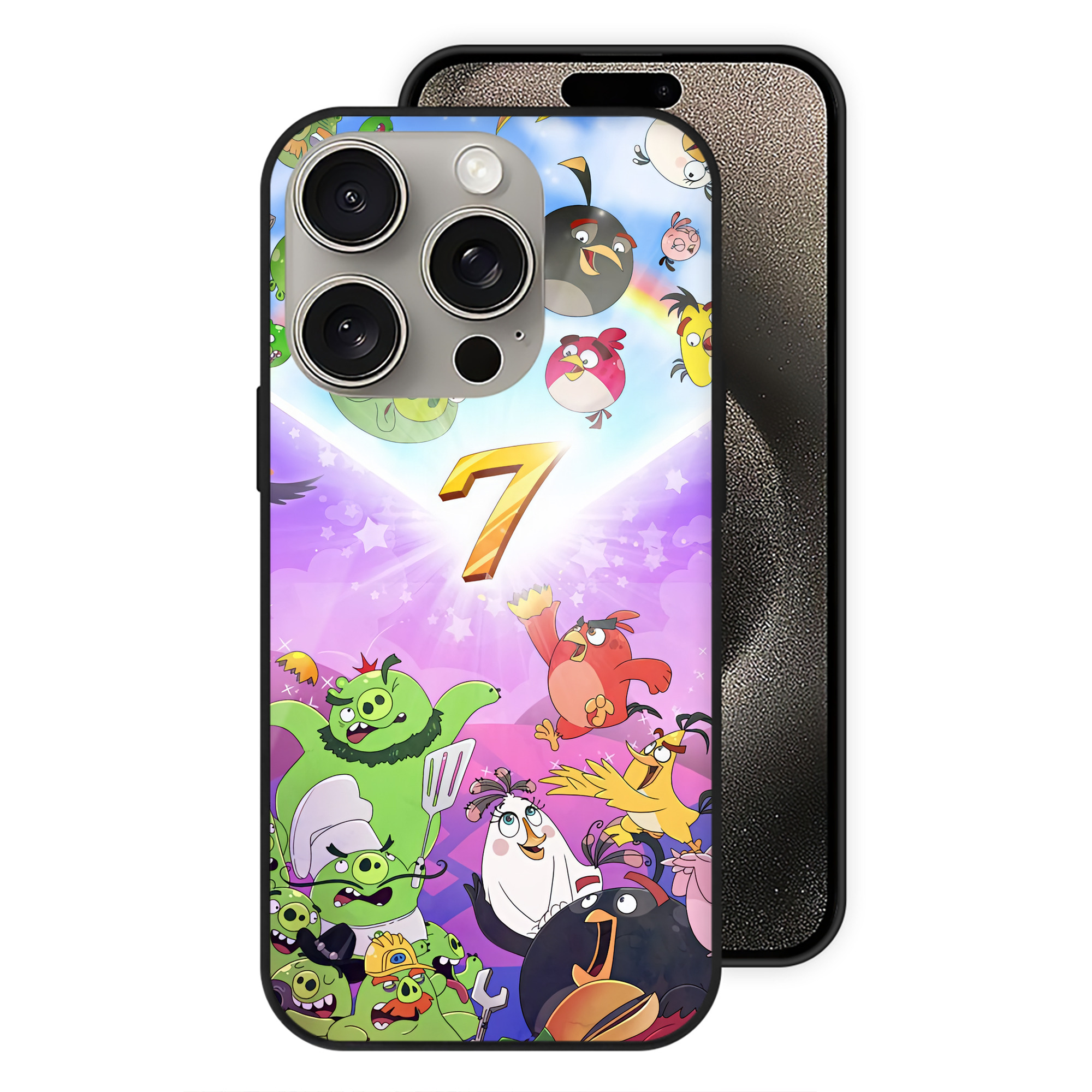 （画像用） Angry Birds アングリーバード 【iPhone15Pro対応】スマホケース 耐衝撃＆黄変防止 背面ガラス