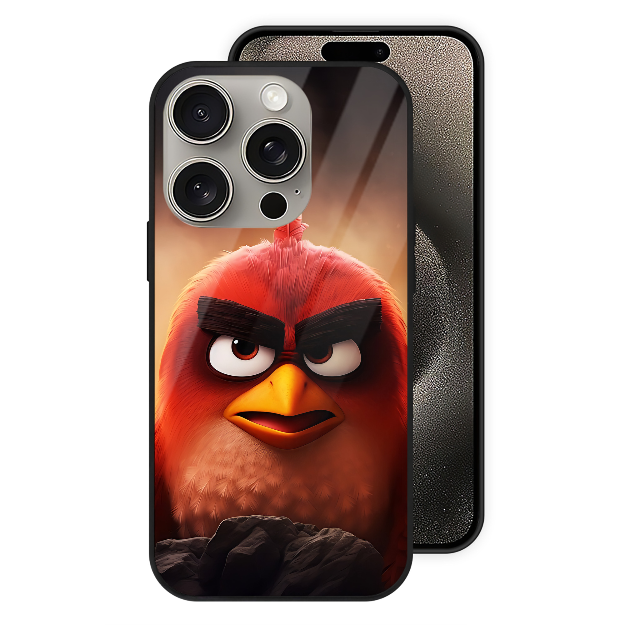 （画像用） Angry Birds アングリーバード 【iPhone15Pro対応】スマホケース 耐衝撃＆黄変防止 背面ガラス