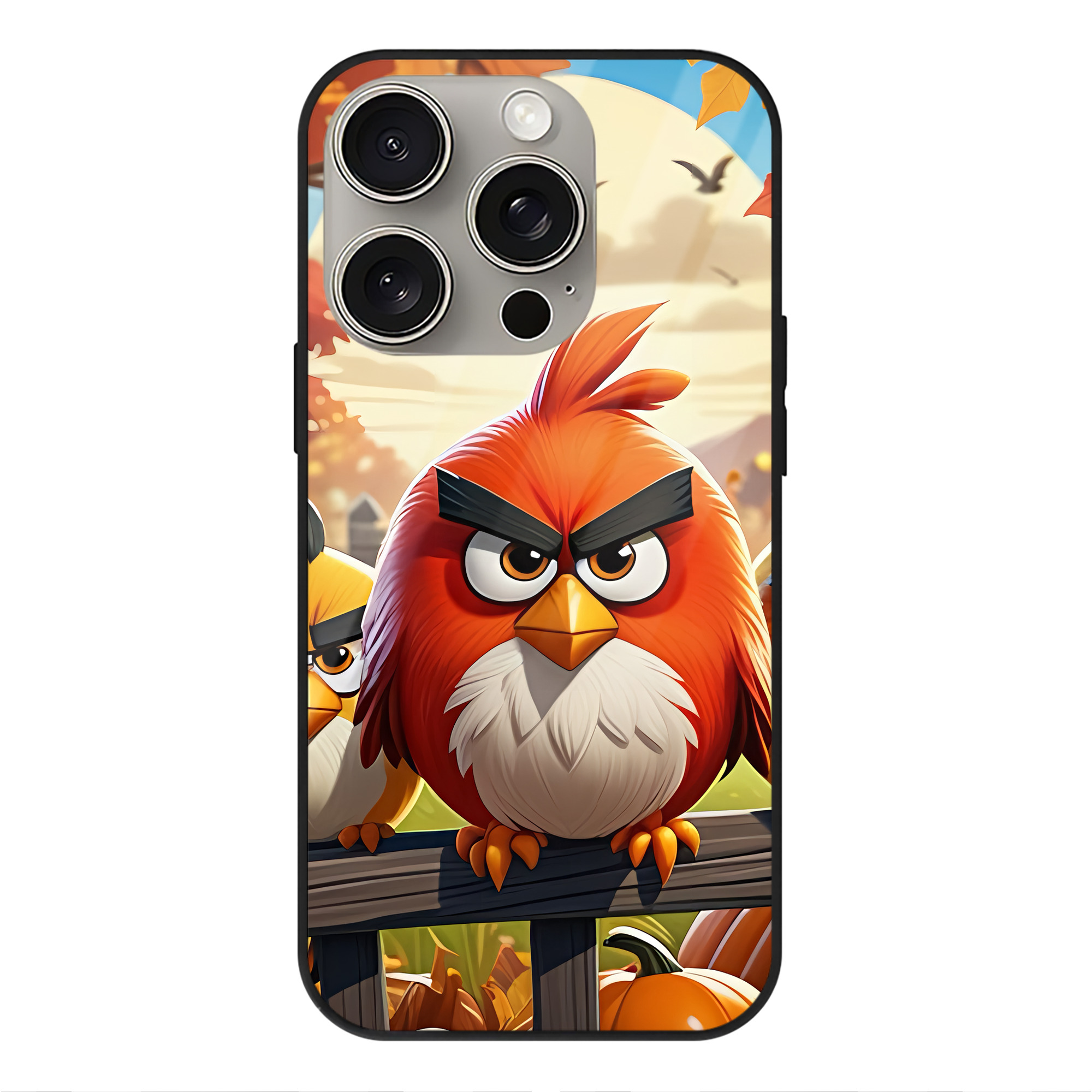 （画像用） Angry Birds アングリーバード 【iPhone15Pro対応】スマホケース 耐衝撃＆黄変防止 背面ガラス