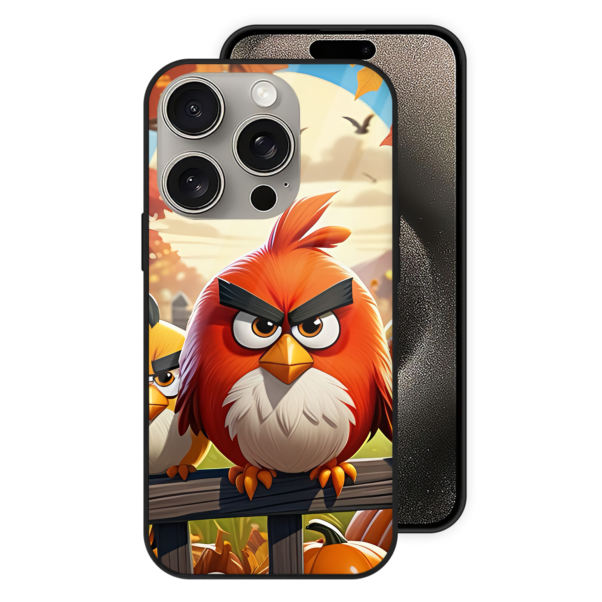 （画像用） Angry Birds アングリーバード 【iPhone15Pro対応】スマホケース 耐衝撃＆黄変防止 背面ガラス