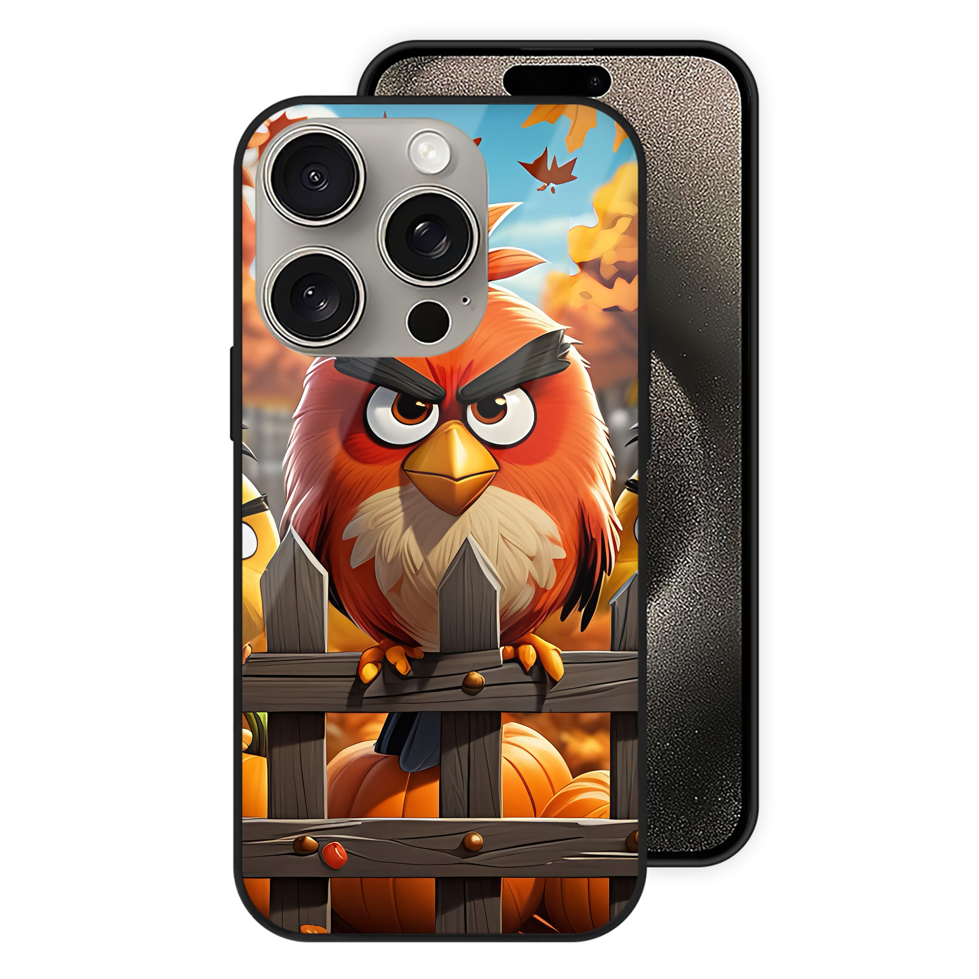 （画像用） Angry Birds アングリーバード 【iPhone15Pro対応】スマホケース 耐衝撃＆黄変防止 背面ガラス