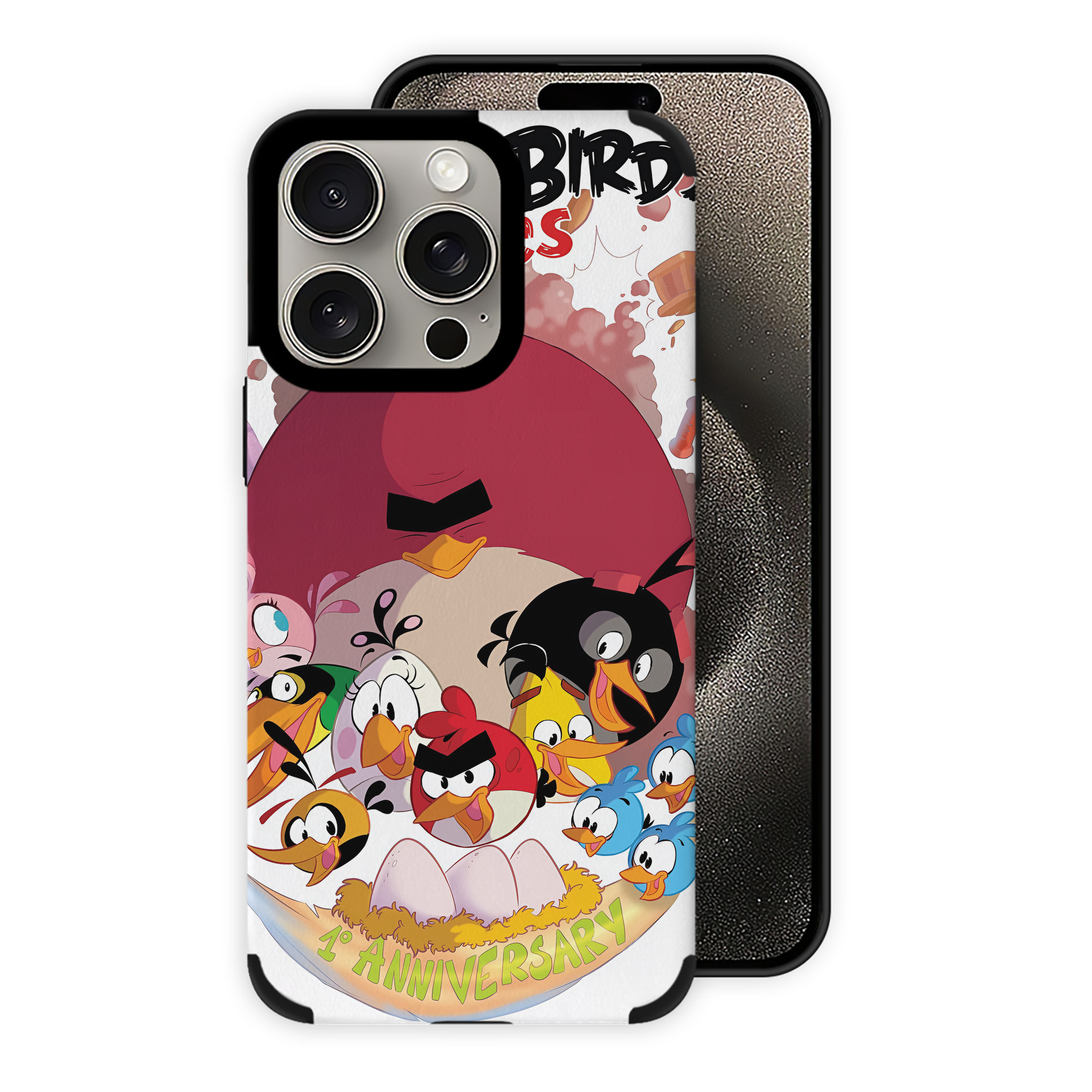 （画像用） Angry Birds アングリーバード 【iPhone15ProMax対応】 PUレザー スマホケース 耐衝撃＆黄変防止