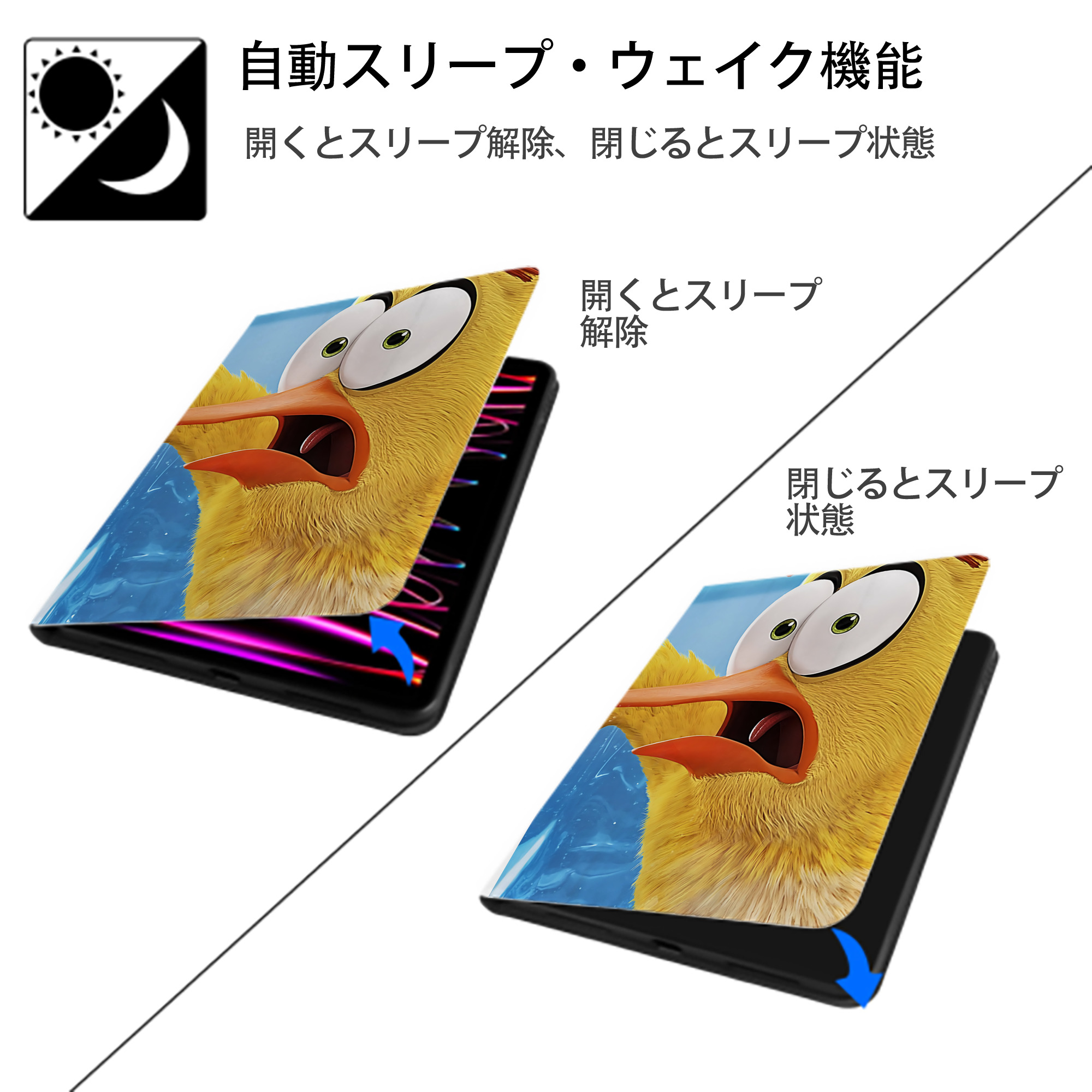 Angry Birds アングリーバード IPad ケース ペン収納付き 三つ折りスタンド PUレザー×シリコン 対応機種9.5/10.5/10.9インチ