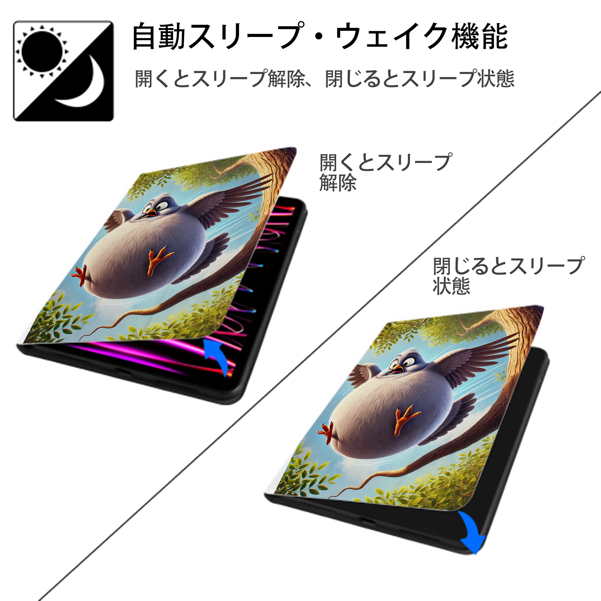 Angry Birds アングリーバード IPad ケース ペン収納付き 三つ折りスタンド PUレザー×シリコン 対応機種9.5/10.5/10.9インチ