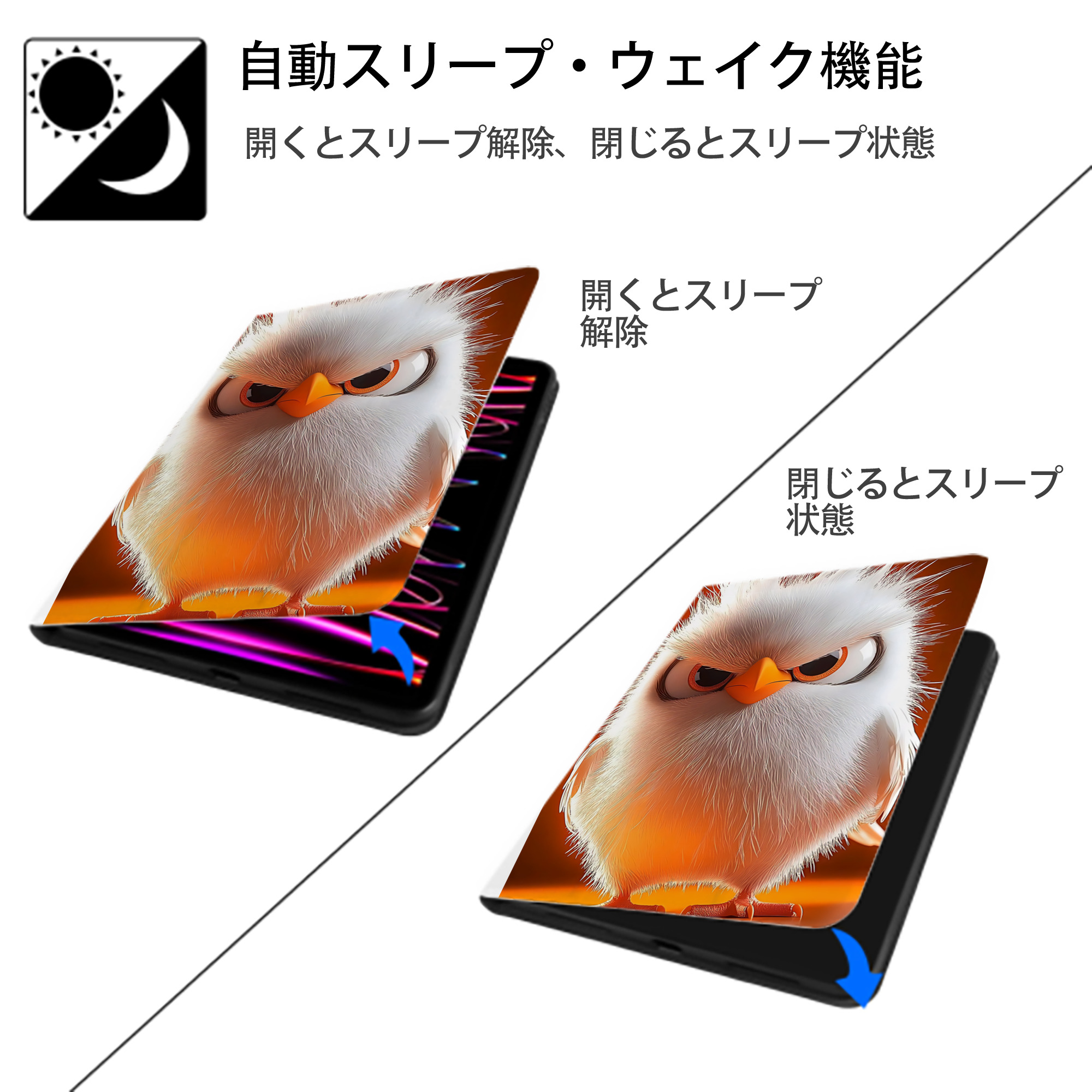 Angry Birds アングリーバード IPad ケース ペン収納付き 三つ折りスタンド PUレザー×シリコン 対応機種9.5/10.5/10.9インチ