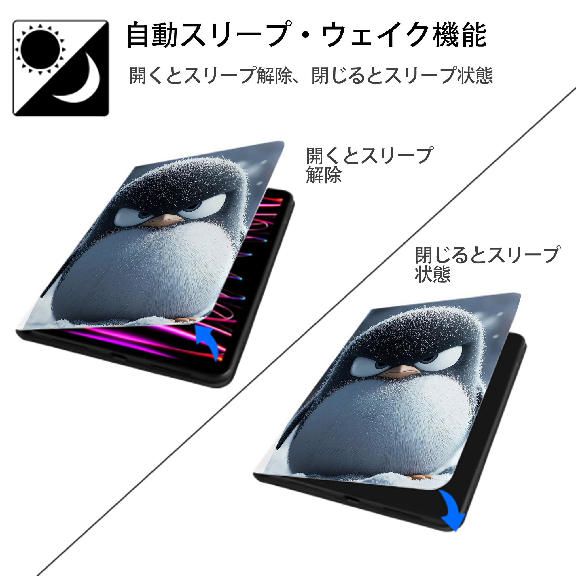 Angry Birds アングリーバード IPad ケース ペン収納付き 三つ折りスタンド PUレザー×シリコン 対応機種9.5/10.5/10.9インチ