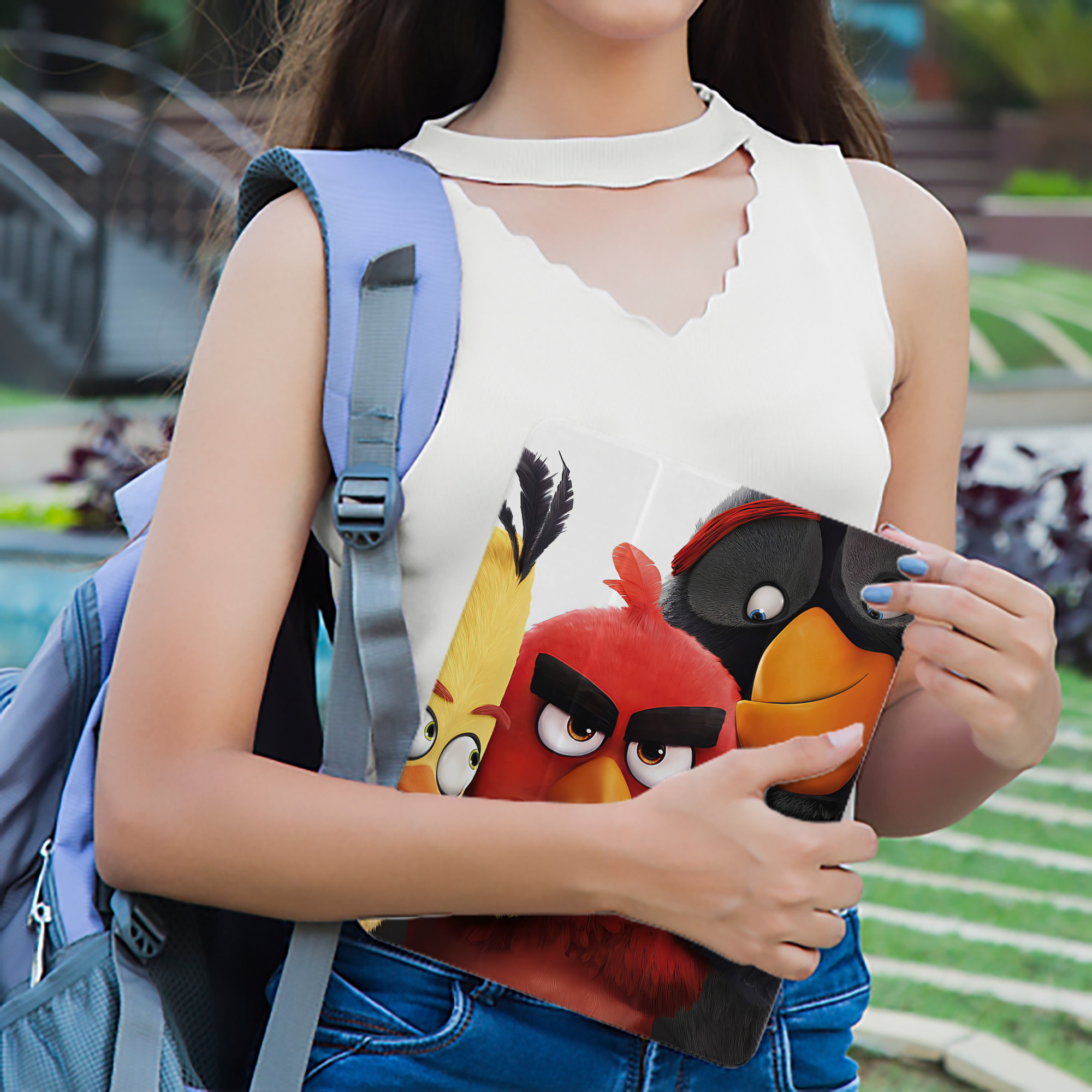 Angry Birds アングリーバード IPad ケース ペン収納付き 三つ折りスタンド PUレザー×シリコン 対応機種9.5/10.5/10.9インチ