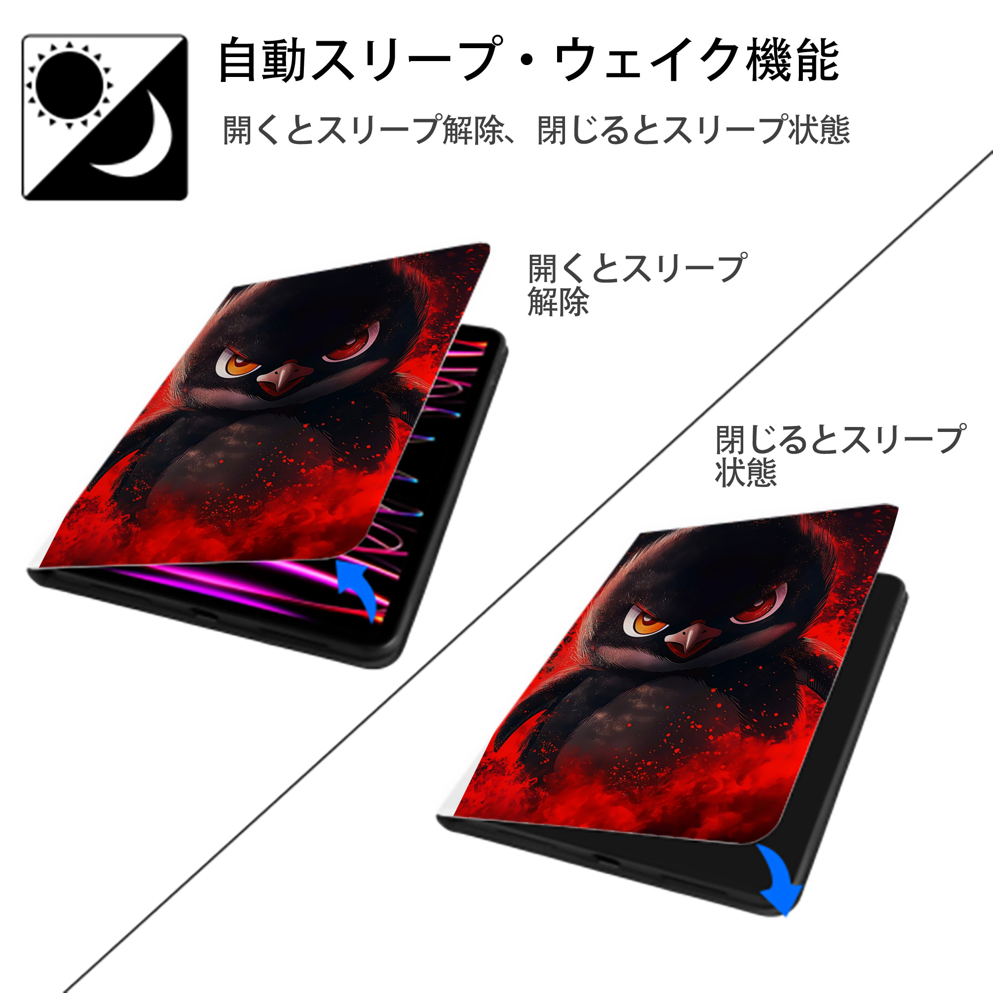 Angry Birds アングリーバード IPad ケース ペン収納付き 三つ折りスタンド PUレザー×シリコン 対応機種9.5/10.5/10.9インチ