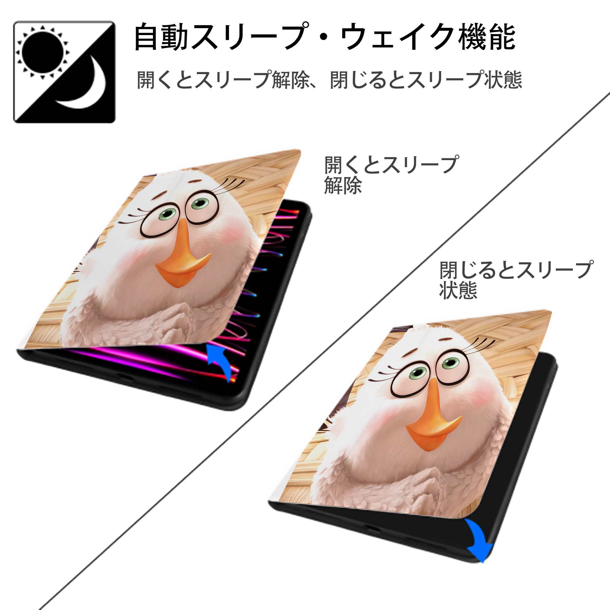 Angry Birds アングリーバード IPad ケース ペン収納付き 三つ折りスタンド PUレザー×シリコン 対応機種9.5/10.5/10.9インチ