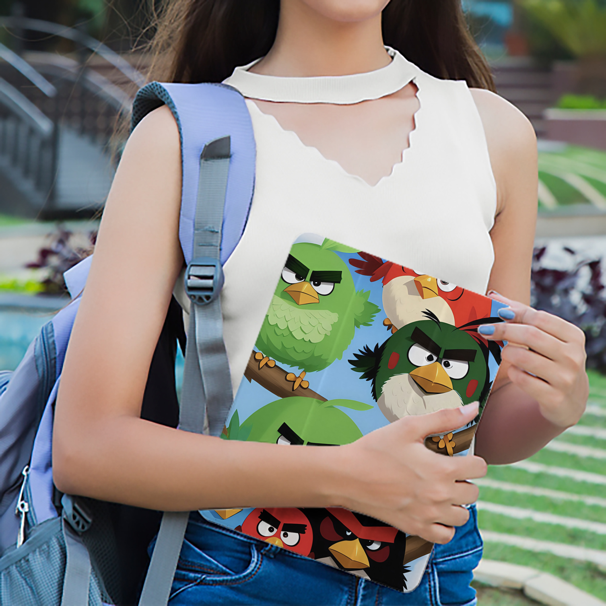 Angry Birds アングリーバード IPad ケース ペン収納付き 三つ折りスタンド PUレザー×シリコン 対応機種9.5/10.5/10.9インチ
