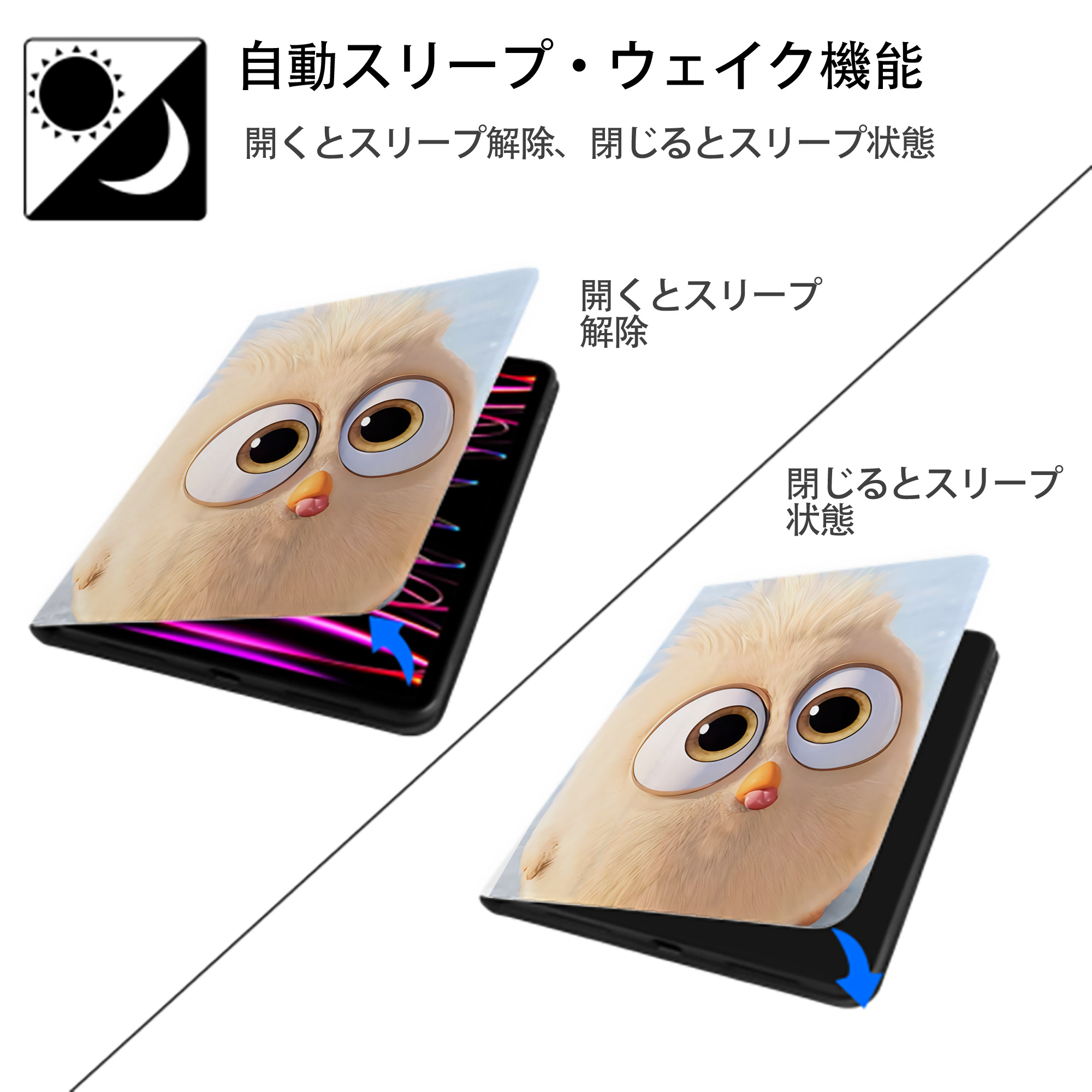 Angry Birds アングリーバード IPad ケース ペン収納付き 三つ折りスタンド PUレザー×シリコン 対応機種9.5/10.5/10.9インチ