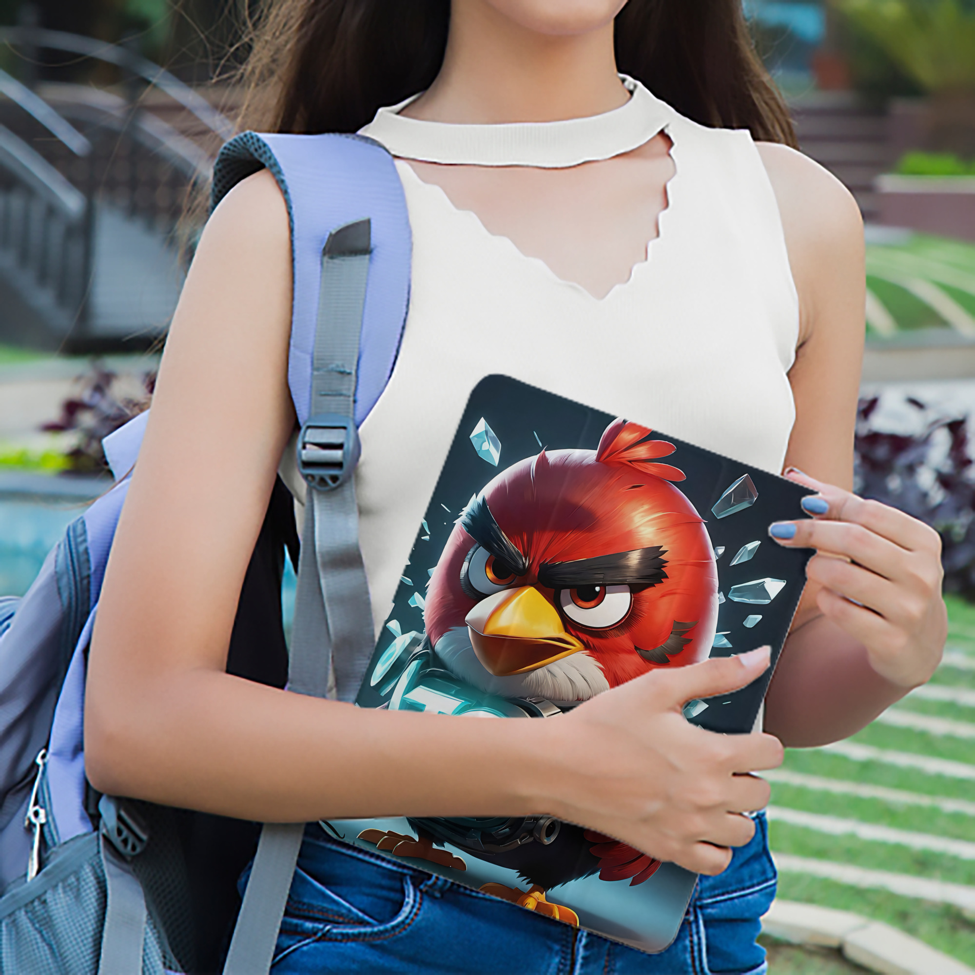 Angry Birds アングリーバード IPad ケース ペン収納付き 三つ折りスタンド PUレザー×シリコン 対応機種9.5/10.5/10.9インチ