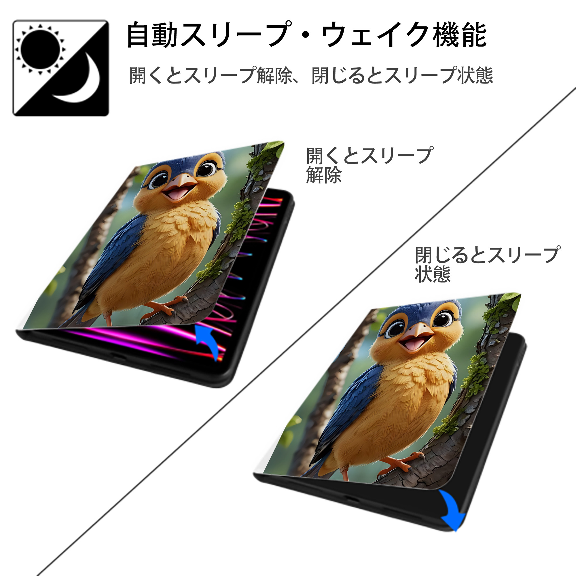 Angry Birds アングリーバード IPad ケース ペン収納付き 三つ折りスタンド PUレザー×シリコン 対応機種9.5/10.5/10.9インチ