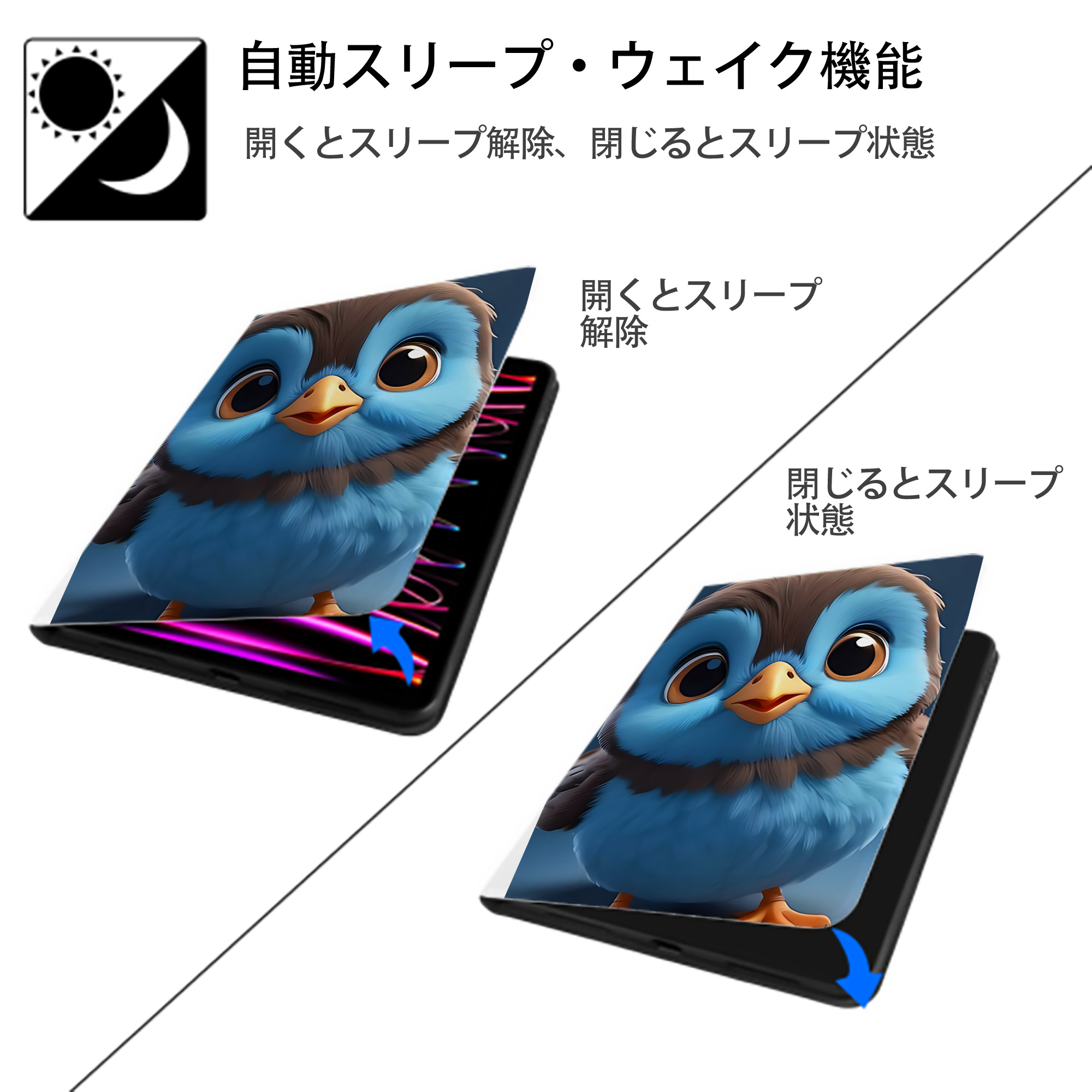 Angry Birds アングリーバード IPad ケース ペン収納付き 三つ折りスタンド PUレザー×シリコン 対応機種9.5/10.5/10.9インチ