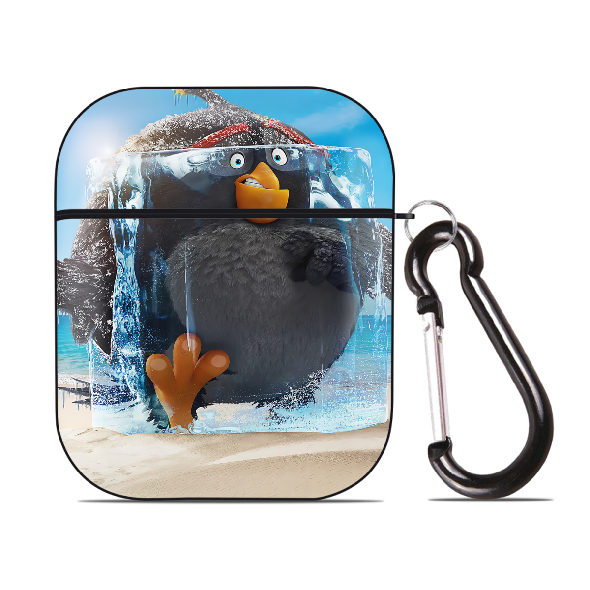 （画像用） Angry Birds アングリーバード AirPods 第2世代保護ケース ハードシェル ブラック 耐衝撃・防指紋・カラビナ付き
