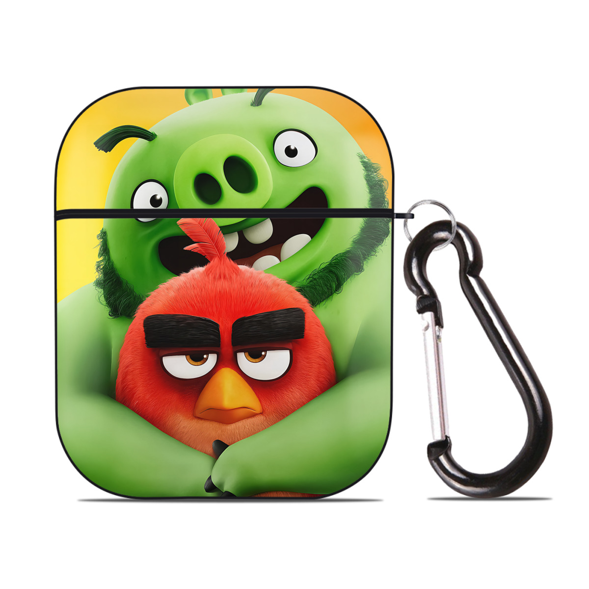 （画像用） Angry Birds アングリーバード AirPods 第2世代保護ケース ハードシェル ブラック 耐衝撃・防指紋・カラビナ付き