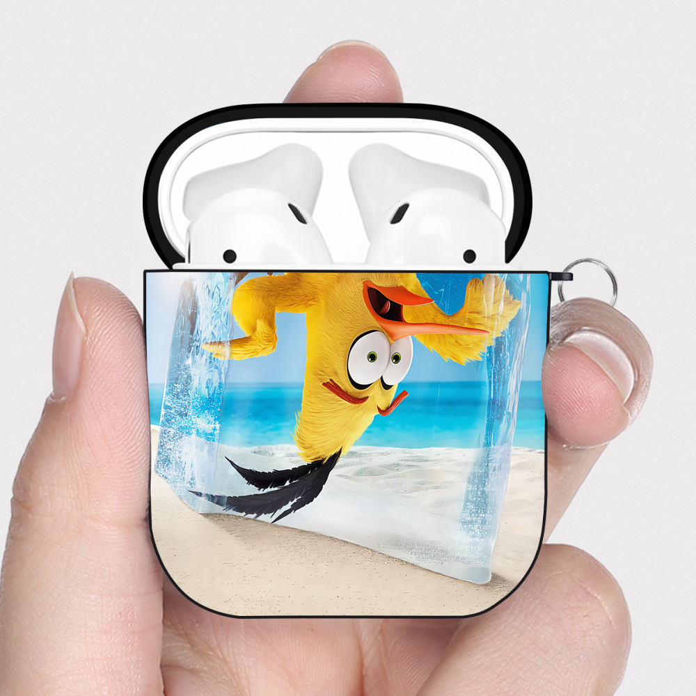 （画像用） Angry Birds アングリーバード AirPods 第2世代保護ケース ハードシェル ブラック 耐衝撃・防指紋・カラビナ付き