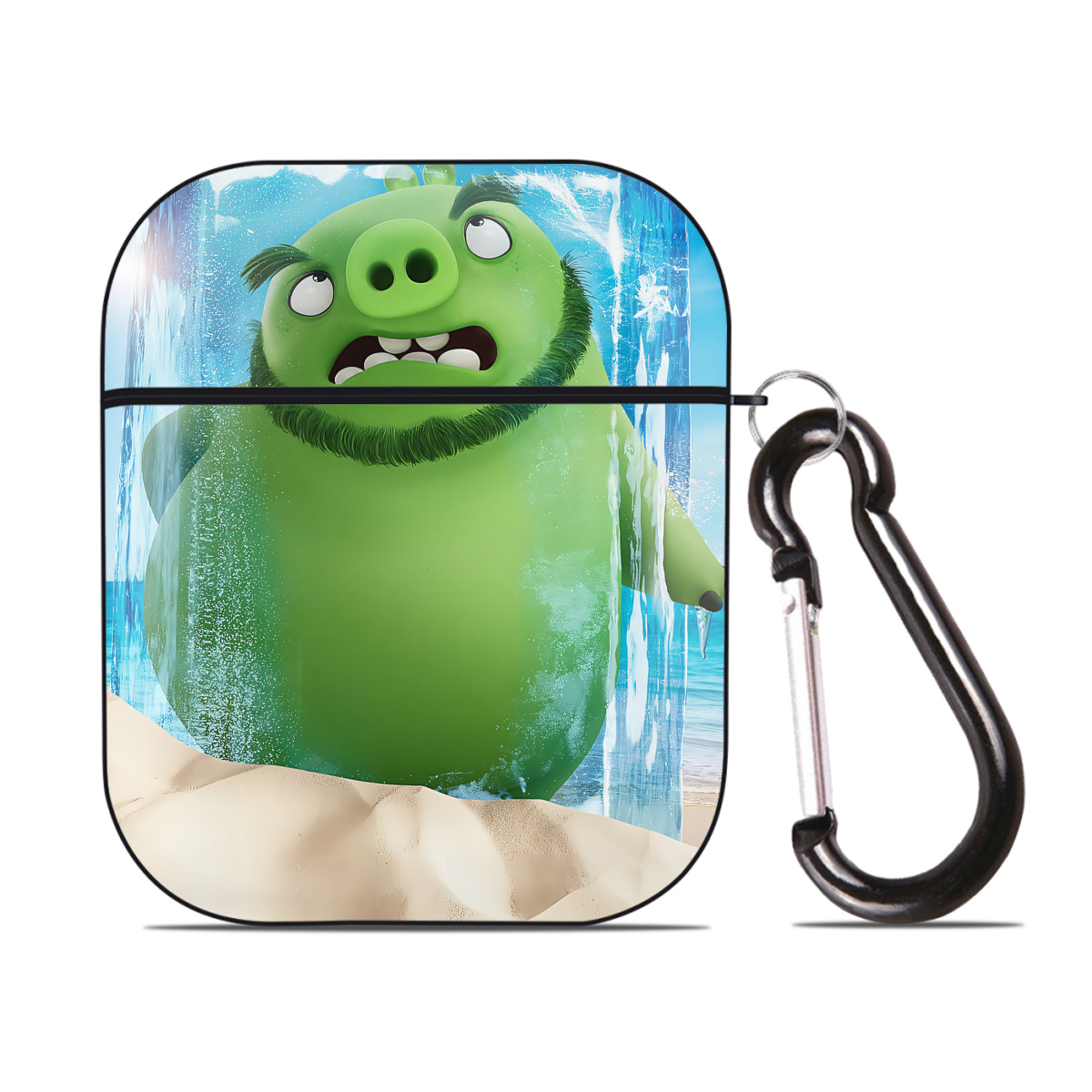 （画像用） Angry Birds アングリーバード AirPods 第2世代保護ケース ハードシェル ブラック 耐衝撃・防指紋・カラビナ付き