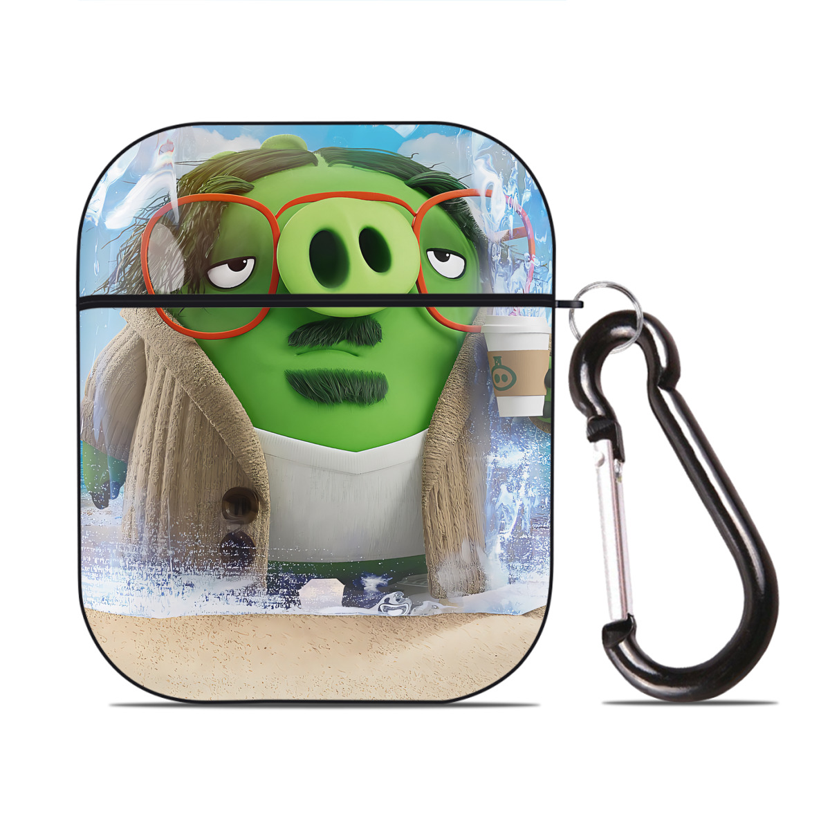 （画像用） Angry Birds アングリーバード AirPods 第2世代保護ケース ハードシェル ブラック 耐衝撃・防指紋・カラビナ付き