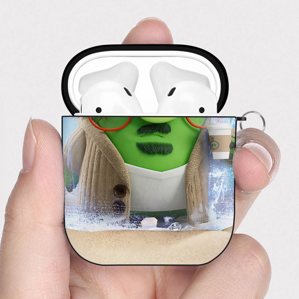 （画像用） Angry Birds アングリーバード AirPods 第2世代保護ケース ハードシェル ブラック 耐衝撃・防指紋・カラビナ付き