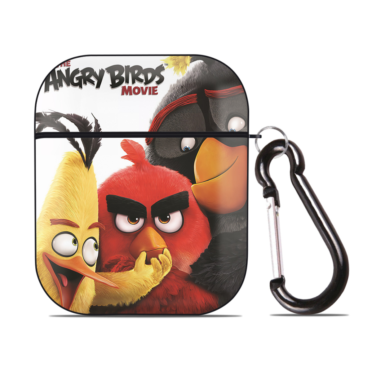（画像用） Angry Birds アングリーバード AirPods 第2世代保護ケース ハードシェル ブラック 耐衝撃・防指紋・カラビナ付き